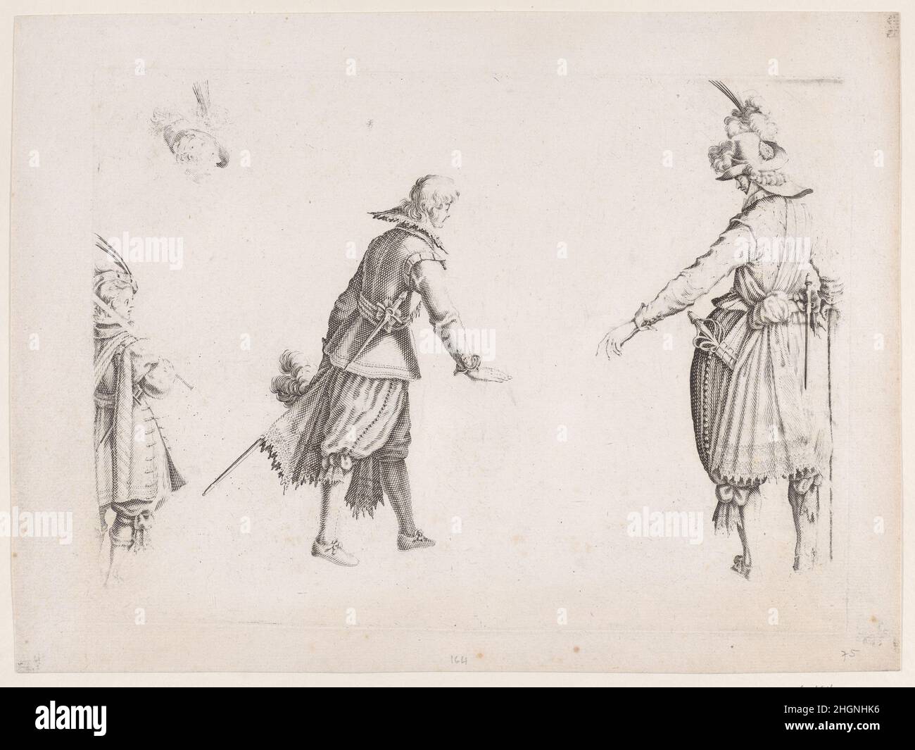 L'enrolement des Troupes, da la vie de Ferdinand Ier de Médicis série appelée aussi Les Batailles des Médicis (la vita di Ferdinand i de' Medici chiamò anche le battaglie medicee) [Seconda di due lastre supernumerarie] 1614–20 Jacques Callot Francese secondo l'iscrizione sul secondo stato delle stampe di questa serie, le incisioni di Callot sono realizzate su disegno di Matteo Rosselli. Mariette attribuisce i disegni delle stampe della serie a Rosselli, Bernardino Poccetti, ed eventualmente Antonio Tempesta. L'enrolement des Troupes (l'Enrolement dei Troupes), da Foto Stock