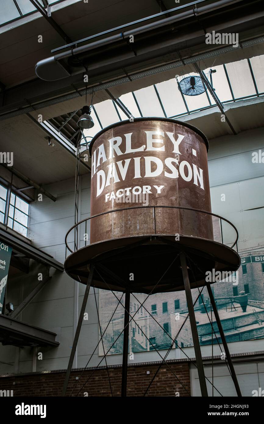 Harley Davidson Water Tower all'interno della Harley-Davidson Factory a Francoforte, Germania Foto Stock