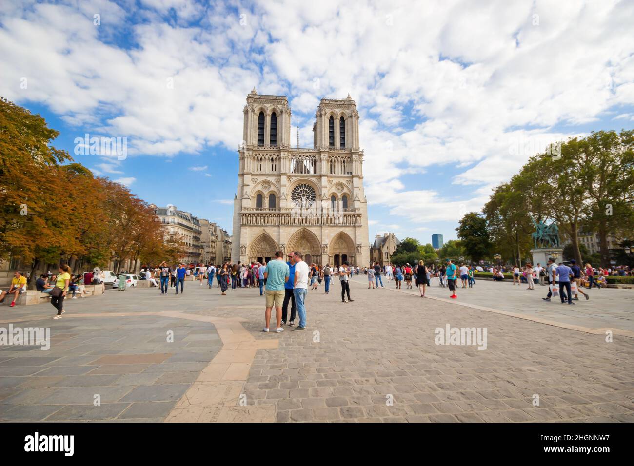 Parigi Francia, 09, Settembre, 2018 architettura Cathédrale Notre Dame de Paris a Parigi, Francia, Cattedrale Notre Dame è uno dei più iconici landmar Foto Stock