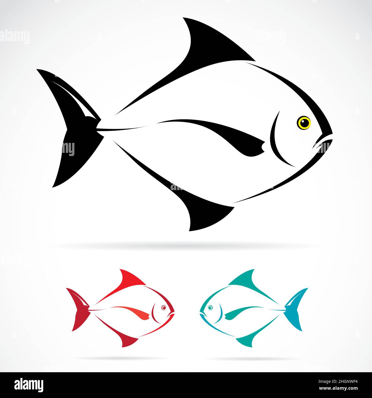 Vettore di un pesce su sfondo bianco. Illustrazione vettoriale a livelli facilmente modificabile. Illustrazione Vettoriale