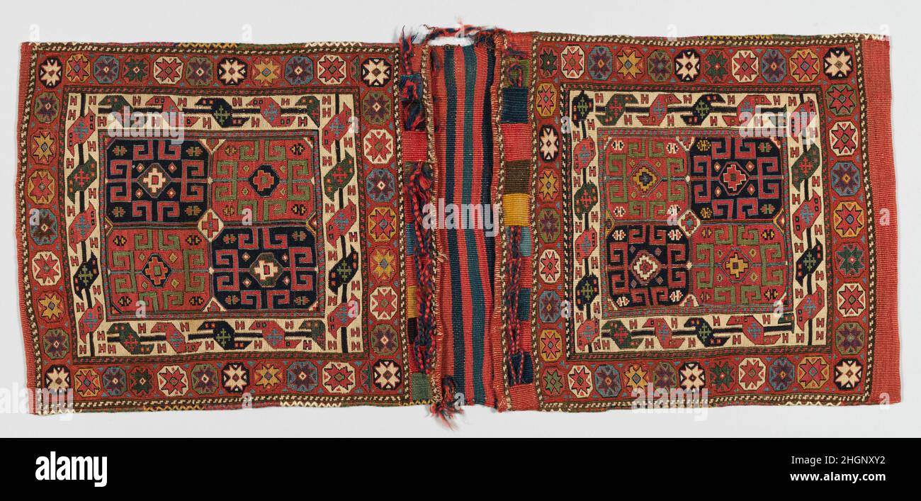 Borsa a sella doppia Shahsevan ca. 1860 mentre il termine 'tappeto' evoca  un tessuto pesante e rettangolare (o pelo annodato o arazzo a tessitura  piatta, chiamato kilim) che copre un pavimento, una