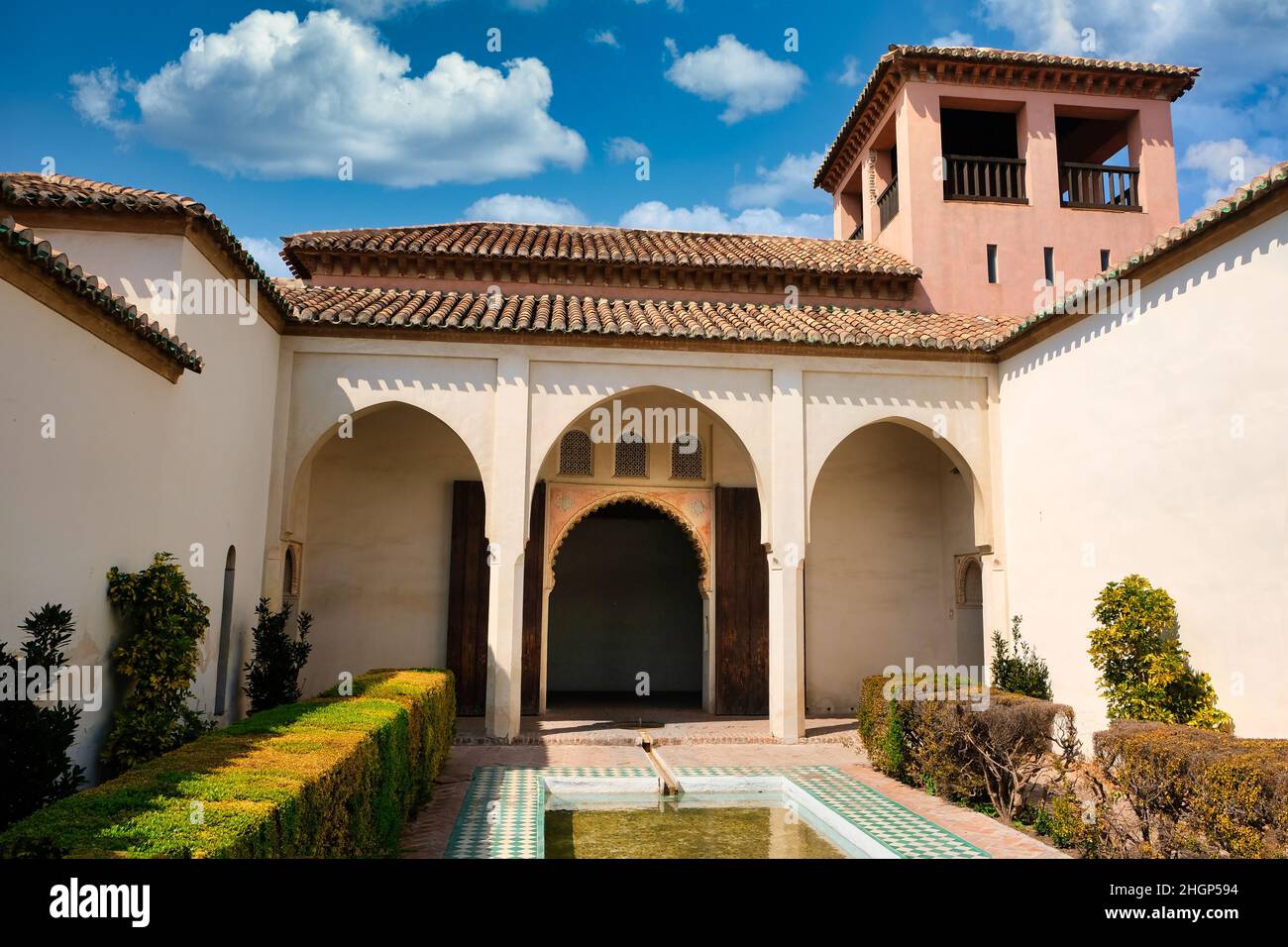 Giardino di la Alcazaba Palace in Malaga (Spagna) Foto Stock