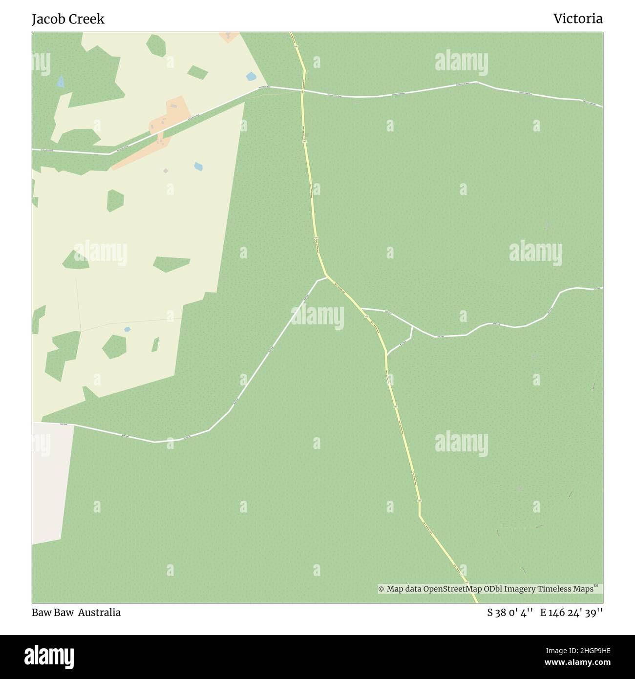 Jacob Creek, Baw Baw, Australia, Victoria, S 38 0' 4'', e 146 24' 39''', mappa, mappa senza tempo pubblicata nel 2021. Viaggiatori, esploratori e avventurieri come Florence Nightingale, David Livingstone, Ernest Shackleton, Lewis and Clark e Sherlock Holmes si sono affidati alle mappe per pianificare i viaggi verso gli angoli più remoti del mondo, Timeless Maps sta mappando la maggior parte delle località del mondo, mostrando il successo di grandi sogni Foto Stock