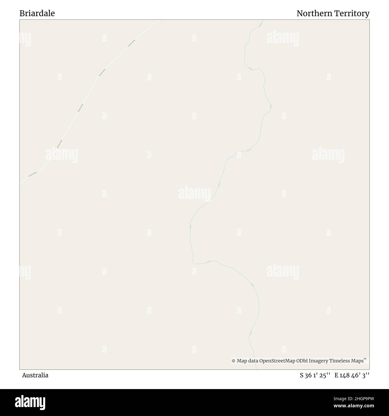 Briardale, Australia, Northern Territory, S 36 1' 25'', e 148 46' 3''', mappa, Mappa senza tempo pubblicata nel 2021. Viaggiatori, esploratori e avventurieri come Florence Nightingale, David Livingstone, Ernest Shackleton, Lewis and Clark e Sherlock Holmes si sono affidati alle mappe per pianificare i viaggi verso gli angoli più remoti del mondo, Timeless Maps sta mappando la maggior parte delle località del mondo, mostrando il successo di grandi sogni Foto Stock