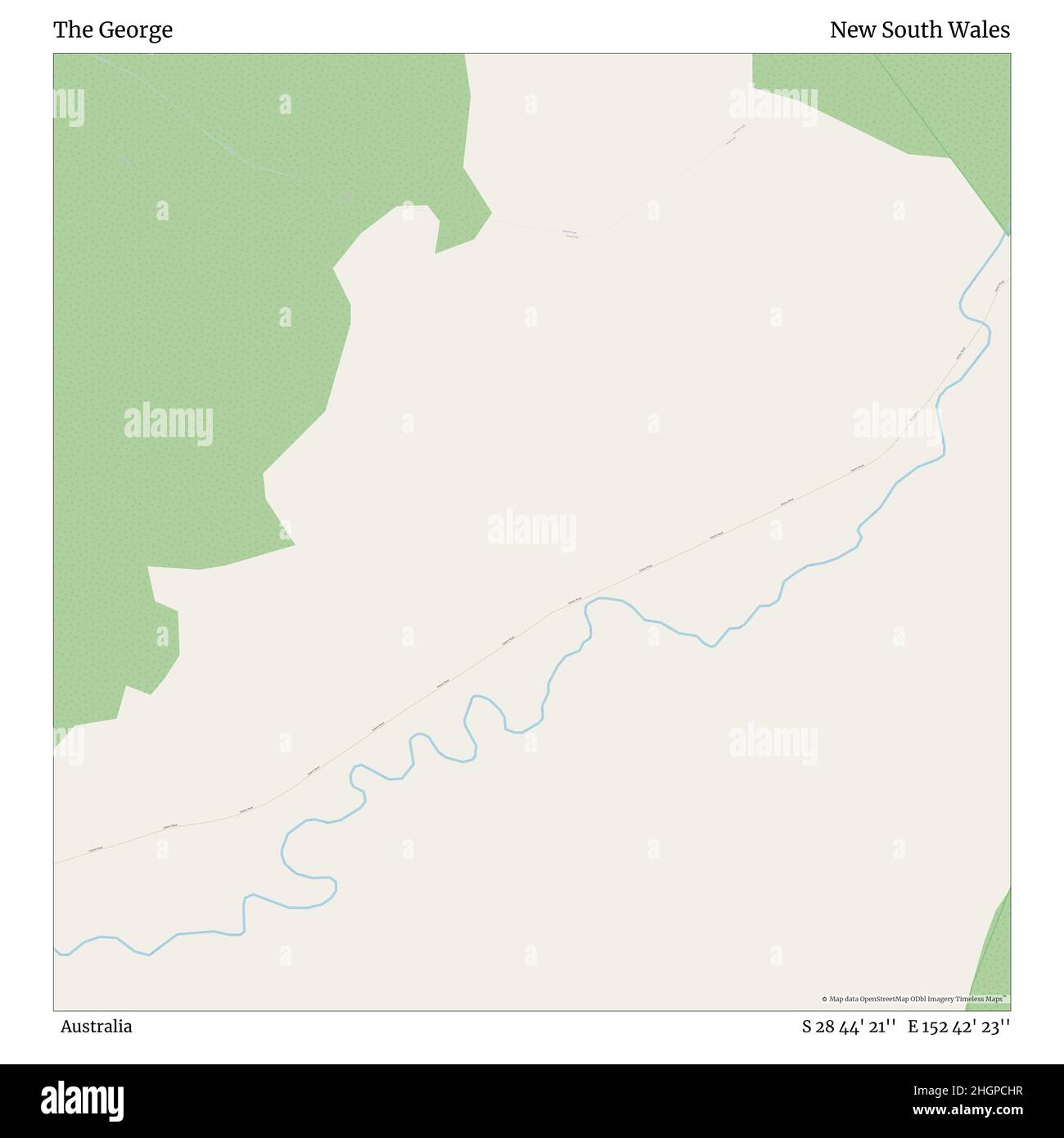 The George, Australia, New South Wales, S 28 44' 21'', e 152 42' 23'', mappa, mappa senza tempo pubblicata nel 2021. Viaggiatori, esploratori e avventurieri come Florence Nightingale, David Livingstone, Ernest Shackleton, Lewis and Clark e Sherlock Holmes si sono affidati alle mappe per pianificare i viaggi verso gli angoli più remoti del mondo, Timeless Maps sta mappando la maggior parte delle località del mondo, mostrando il successo di grandi sogni Foto Stock