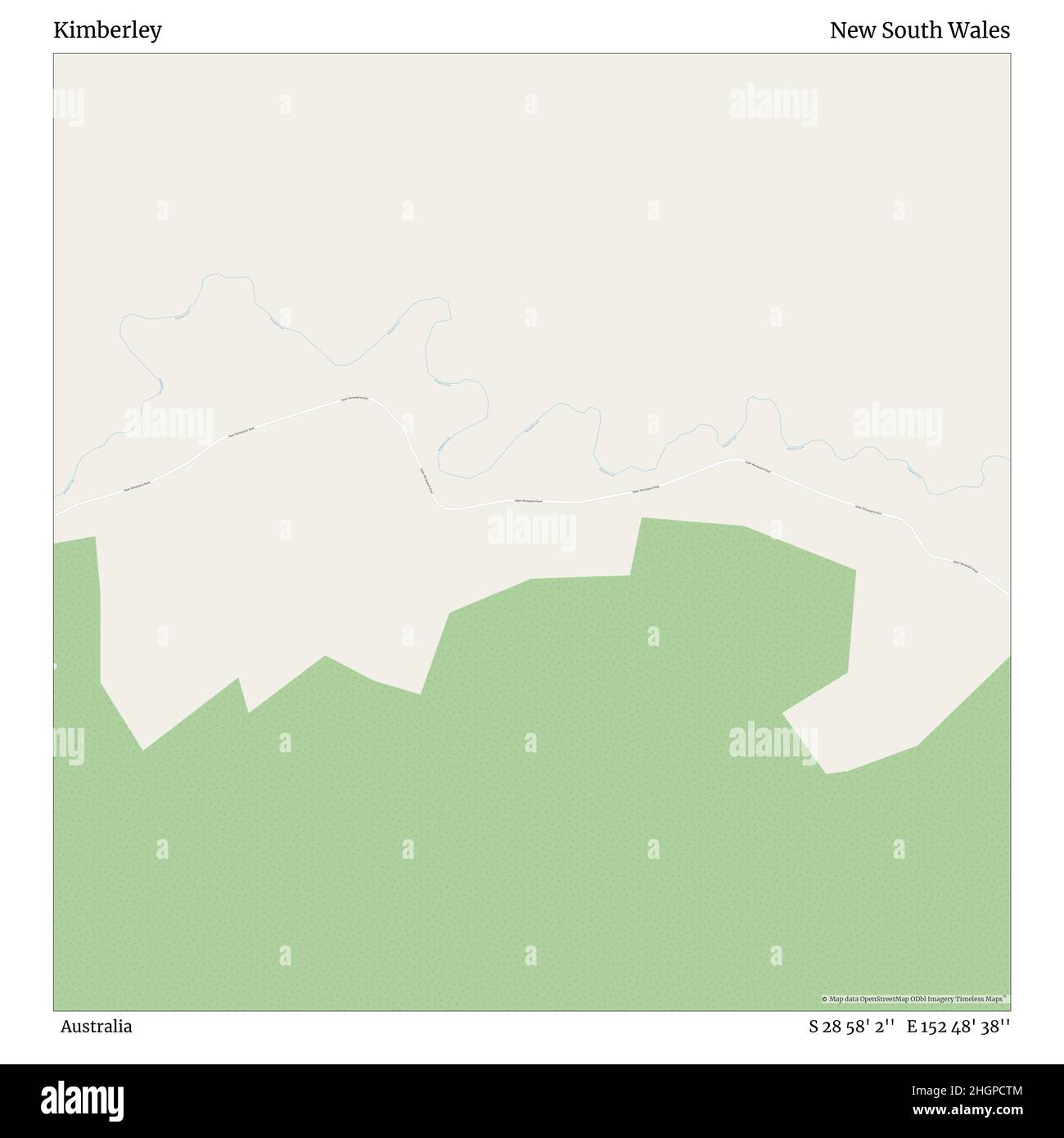 Kimberley, Australia, nuovo Galles del Sud, S 28 58' 2'', e 152 48' 38'', mappa, mappa senza tempo pubblicata nel 2021. Viaggiatori, esploratori e avventurieri come Florence Nightingale, David Livingstone, Ernest Shackleton, Lewis and Clark e Sherlock Holmes si sono affidati alle mappe per pianificare i viaggi verso gli angoli più remoti del mondo, Timeless Maps sta mappando la maggior parte delle località del mondo, mostrando il successo di grandi sogni Foto Stock