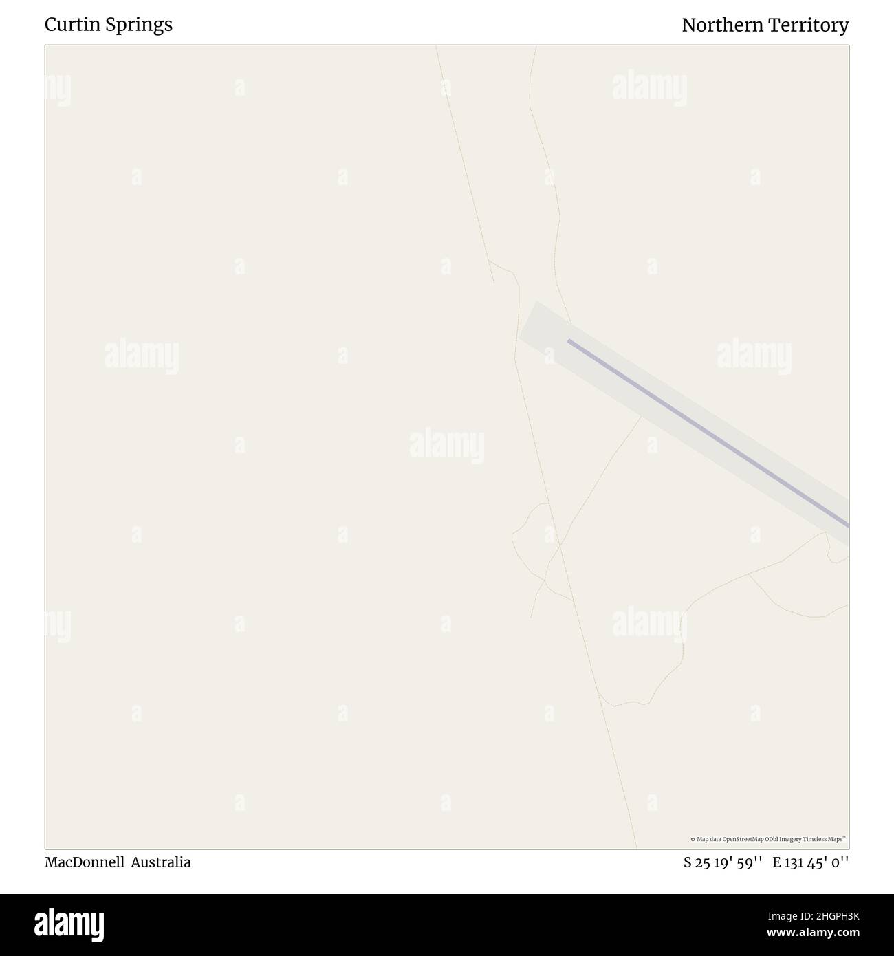 Curtin Springs, MacDonnell, Australia, Northern Territory, S 25 19' 59'', e 131 45' 0''', map, Timeless Map Published in 2021. Viaggiatori, esploratori e avventurieri come Florence Nightingale, David Livingstone, Ernest Shackleton, Lewis and Clark e Sherlock Holmes si sono affidati alle mappe per pianificare i viaggi verso gli angoli più remoti del mondo, Timeless Maps sta mappando la maggior parte delle località del mondo, mostrando il successo di grandi sogni Foto Stock