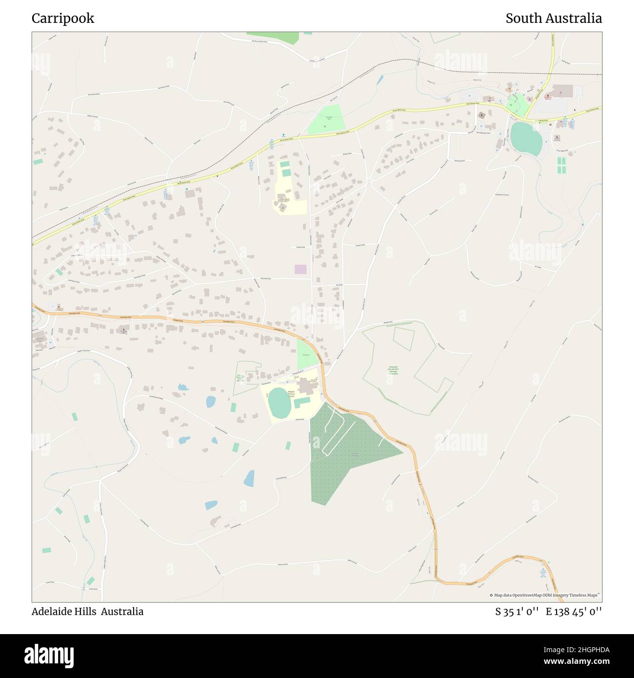 Carripook, Adelaide Hills, Australia, Australia Meridionale, S 35 1' 0'', e 138 45' 0''', mappa, mappa senza tempo pubblicata nel 2021. Viaggiatori, esploratori e avventurieri come Florence Nightingale, David Livingstone, Ernest Shackleton, Lewis and Clark e Sherlock Holmes si sono affidati alle mappe per pianificare i viaggi verso gli angoli più remoti del mondo, Timeless Maps sta mappando la maggior parte delle località del mondo, mostrando il successo di grandi sogni Foto Stock