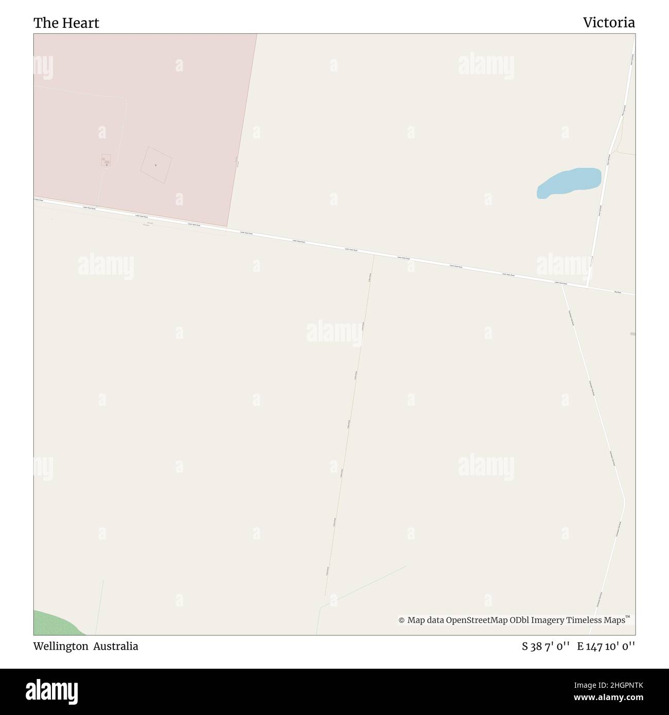 The Heart, Wellington, Australia, Victoria, S 38 7' 0'', e 147 10' 0''', mappa, mappa senza tempo pubblicata nel 2021. Viaggiatori, esploratori e avventurieri come Florence Nightingale, David Livingstone, Ernest Shackleton, Lewis and Clark e Sherlock Holmes si sono affidati alle mappe per pianificare i viaggi verso gli angoli più remoti del mondo, Timeless Maps sta mappando la maggior parte delle località del mondo, mostrando il successo di grandi sogni Foto Stock