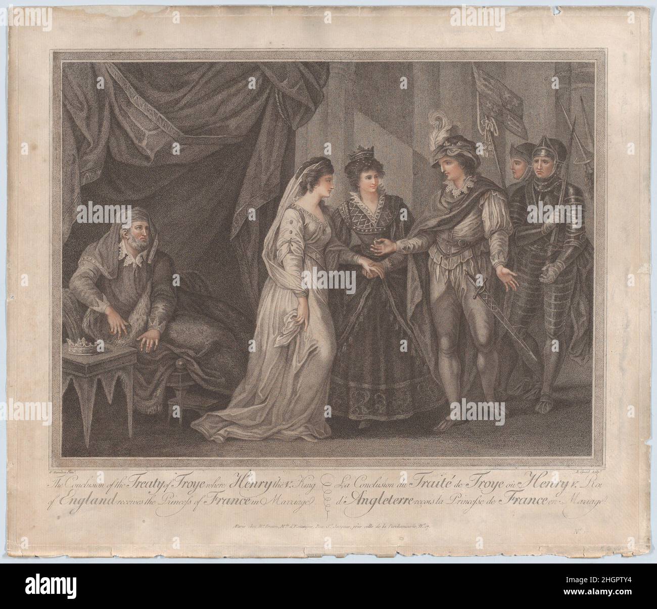 La conclusione del trattato di Troye, dove Enrico V, re d'Inghilterra, riceve la principessa di Francia in matrimonio 1788 William Hamilton. La conclusione del trattato di Troye, dove Enrico V, re d'Inghilterra, riceve la principessa di Francia in matrimonio 712180 Foto Stock