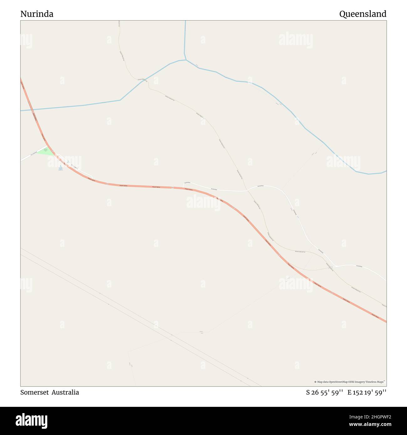 Nurinda, Somerset, Australia, Queensland, S 26 55' 59'', e 152 19' 59'', map, Timeless Map pubblicato nel 2021. Viaggiatori, esploratori e avventurieri come Florence Nightingale, David Livingstone, Ernest Shackleton, Lewis and Clark e Sherlock Holmes si sono affidati alle mappe per pianificare i viaggi verso gli angoli più remoti del mondo, Timeless Maps sta mappando la maggior parte delle località del mondo, mostrando il successo di grandi sogni Foto Stock