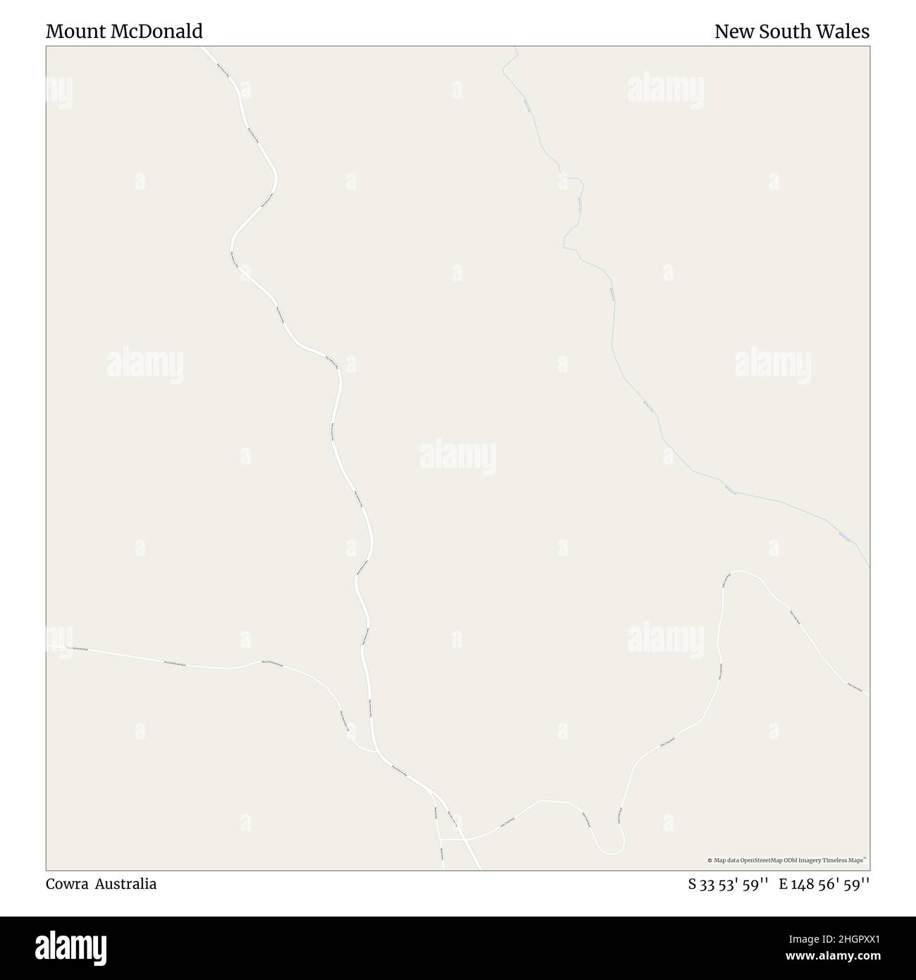 Mount McDonald, Cowra, Australia, nuovo Galles del Sud, S 33 53' 59'', e 148 56' 59''', mappa, mappa senza tempo pubblicata nel 2021. Viaggiatori, esploratori e avventurieri come Florence Nightingale, David Livingstone, Ernest Shackleton, Lewis and Clark e Sherlock Holmes si sono affidati alle mappe per pianificare i viaggi verso gli angoli più remoti del mondo, Timeless Maps sta mappando la maggior parte delle località del mondo, mostrando il successo di grandi sogni Foto Stock