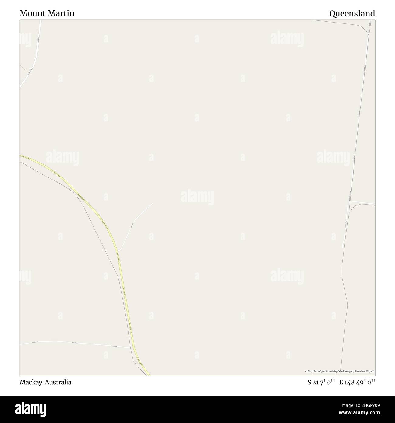 Mount Martin, Mackay, Australia, Queensland, S 21 7' 0'', e 148 49' 0''', mappa, mappa senza tempo pubblicata nel 2021. Viaggiatori, esploratori e avventurieri come Florence Nightingale, David Livingstone, Ernest Shackleton, Lewis and Clark e Sherlock Holmes si sono affidati alle mappe per pianificare i viaggi verso gli angoli più remoti del mondo, Timeless Maps sta mappando la maggior parte delle località del mondo, mostrando il successo di grandi sogni Foto Stock