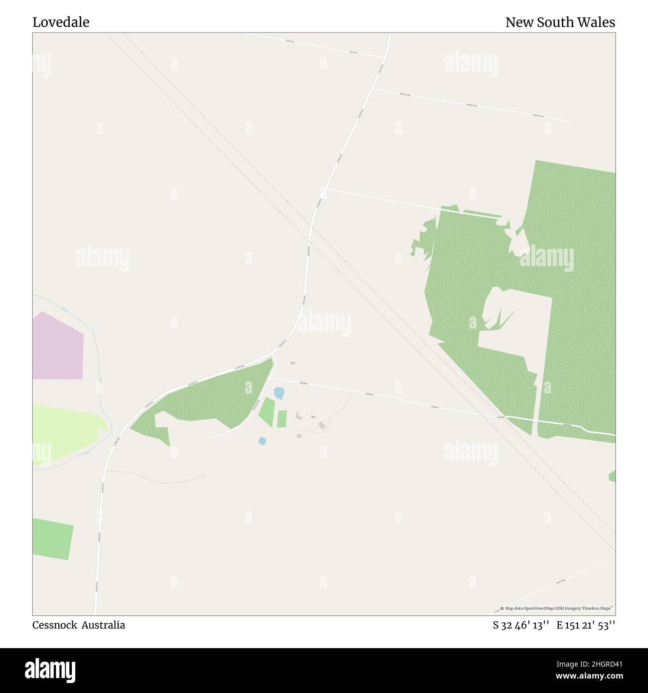 Lovedale, Cessnock, Australia, nuovo Galles del Sud, S 32 46' 13'', e 151 21' 53''', mappa, mappa senza tempo pubblicata nel 2021. Viaggiatori, esploratori e avventurieri come Florence Nightingale, David Livingstone, Ernest Shackleton, Lewis and Clark e Sherlock Holmes si sono affidati alle mappe per pianificare i viaggi verso gli angoli più remoti del mondo, Timeless Maps sta mappando la maggior parte delle località del mondo, mostrando il successo di grandi sogni Foto Stock