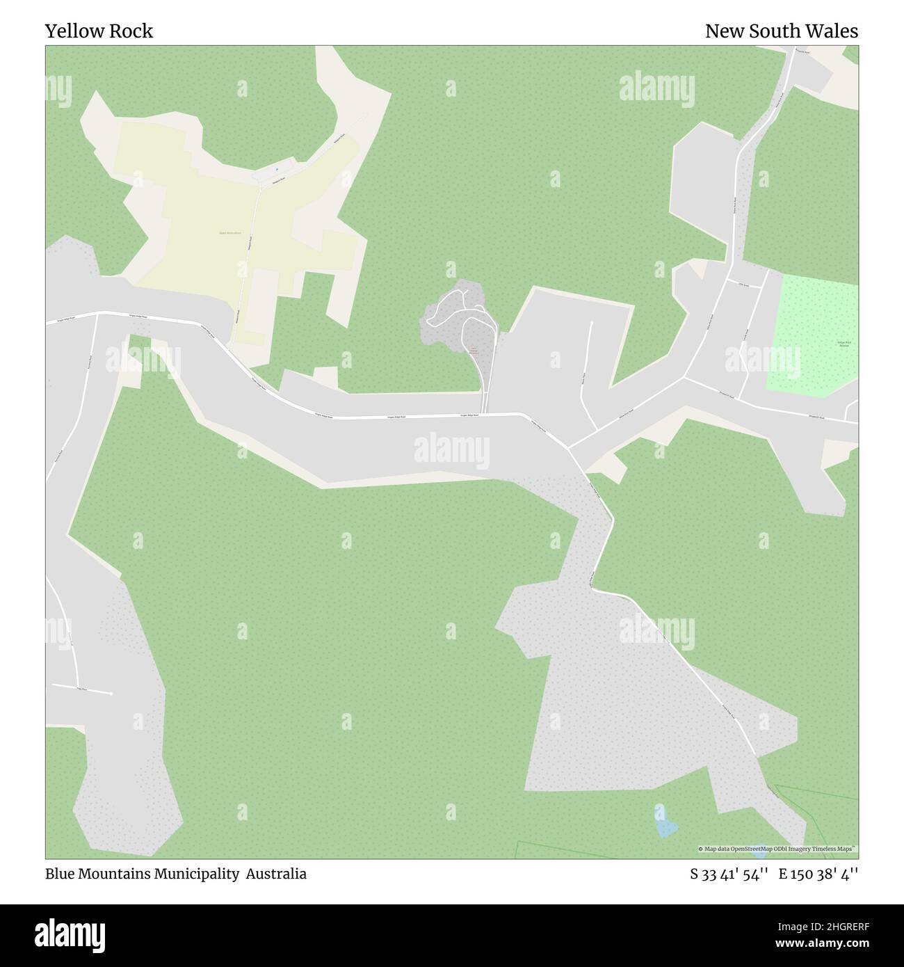 Yellow Rock, Blue Mountains Municipality, Australia, nuovo Galles del Sud, S 33 41' 54'', e 150 38' 4''', mappa, mappa senza tempo pubblicata nel 2021. Viaggiatori, esploratori e avventurieri come Florence Nightingale, David Livingstone, Ernest Shackleton, Lewis and Clark e Sherlock Holmes si sono affidati alle mappe per pianificare i viaggi verso gli angoli più remoti del mondo, Timeless Maps sta mappando la maggior parte delle località del mondo, mostrando il successo di grandi sogni Foto Stock