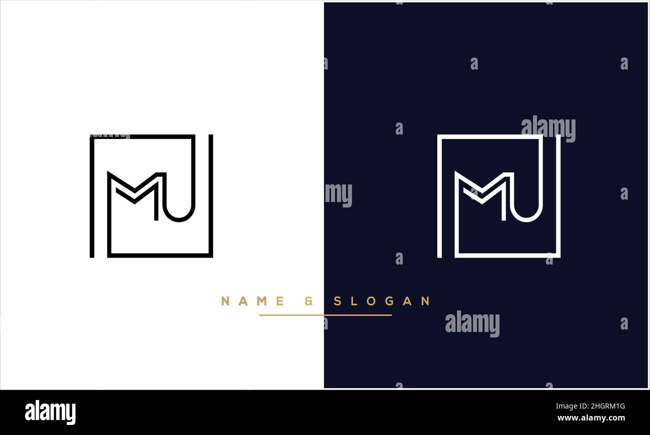 MU, UM Abstract Letters Logo monogramma Illustrazione Vettoriale