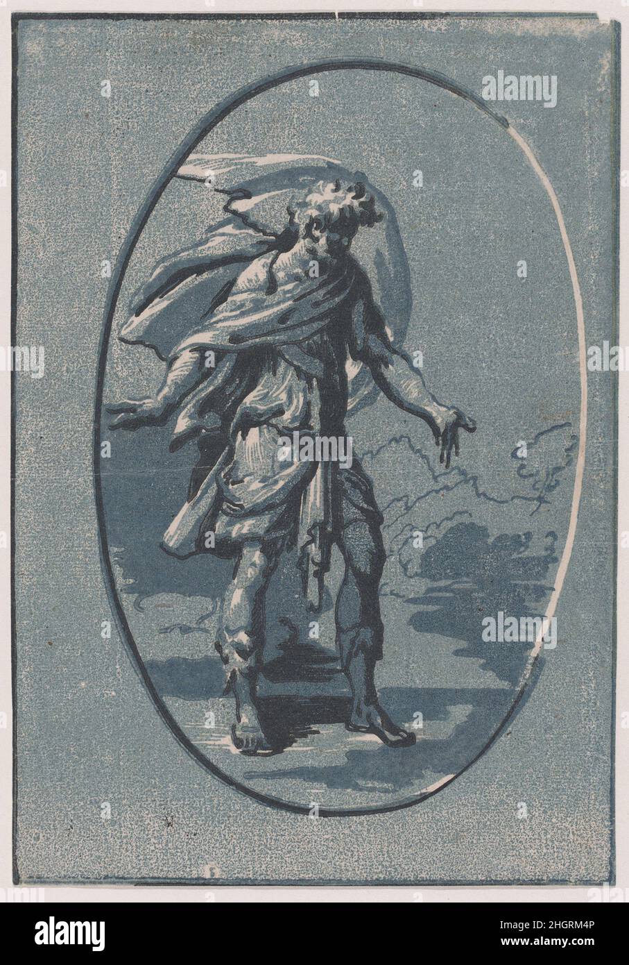 Olympus (sorpresa) ca. 1540–50 Niccolò Vicentino Italiano. Olympus (sorpresa). Niccolò Vicentino (italiano, attivo ca. 1510–ca. 1550). ca. 1540–50. Taglio di legno chiaroscuro stampato da tre blocchi in inchiostro blu; terzo stato di sei. Stampa Foto Stock