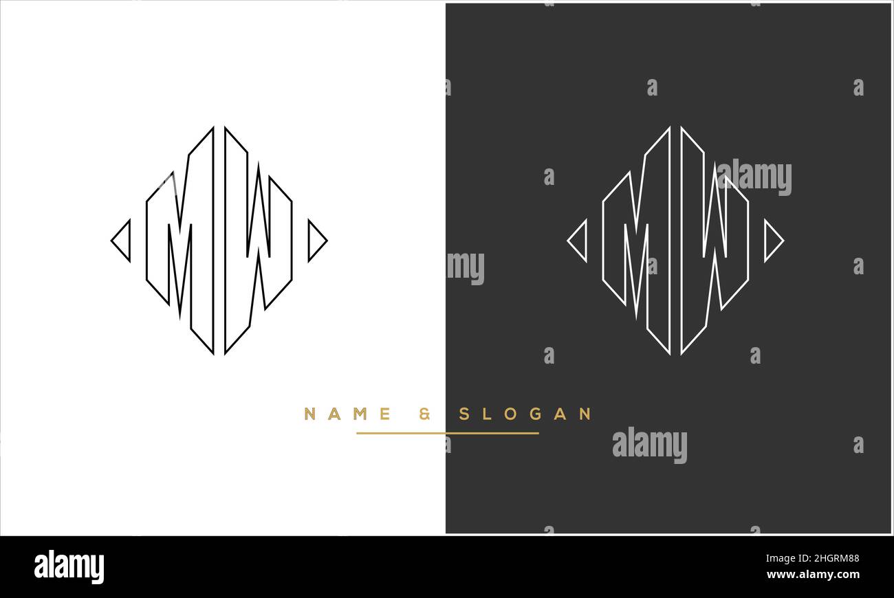 MW, WM Abstract Letters Logo monogramma Illustrazione Vettoriale