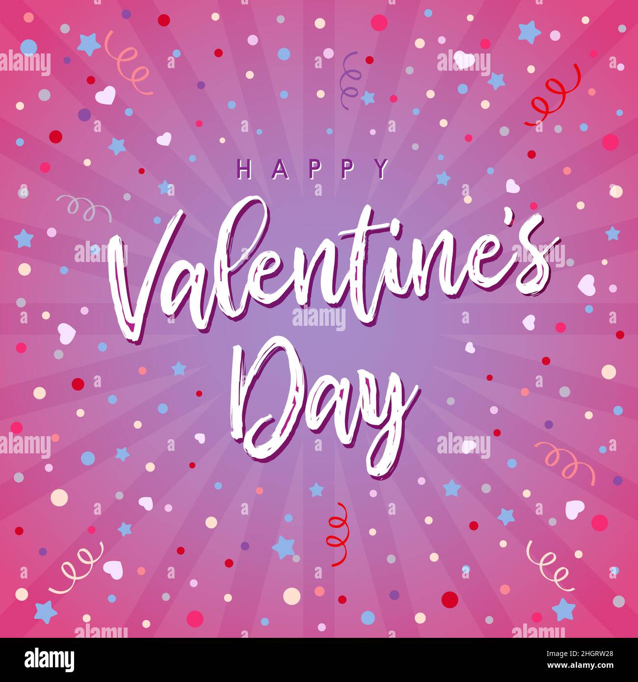 San Valentino bello biglietto di auguri, handwriting piazza di rete banner. Buon San Valentino congrats. Calligrafia di stile di disegno a mano. Tipo decorativo. Illustrazione Vettoriale