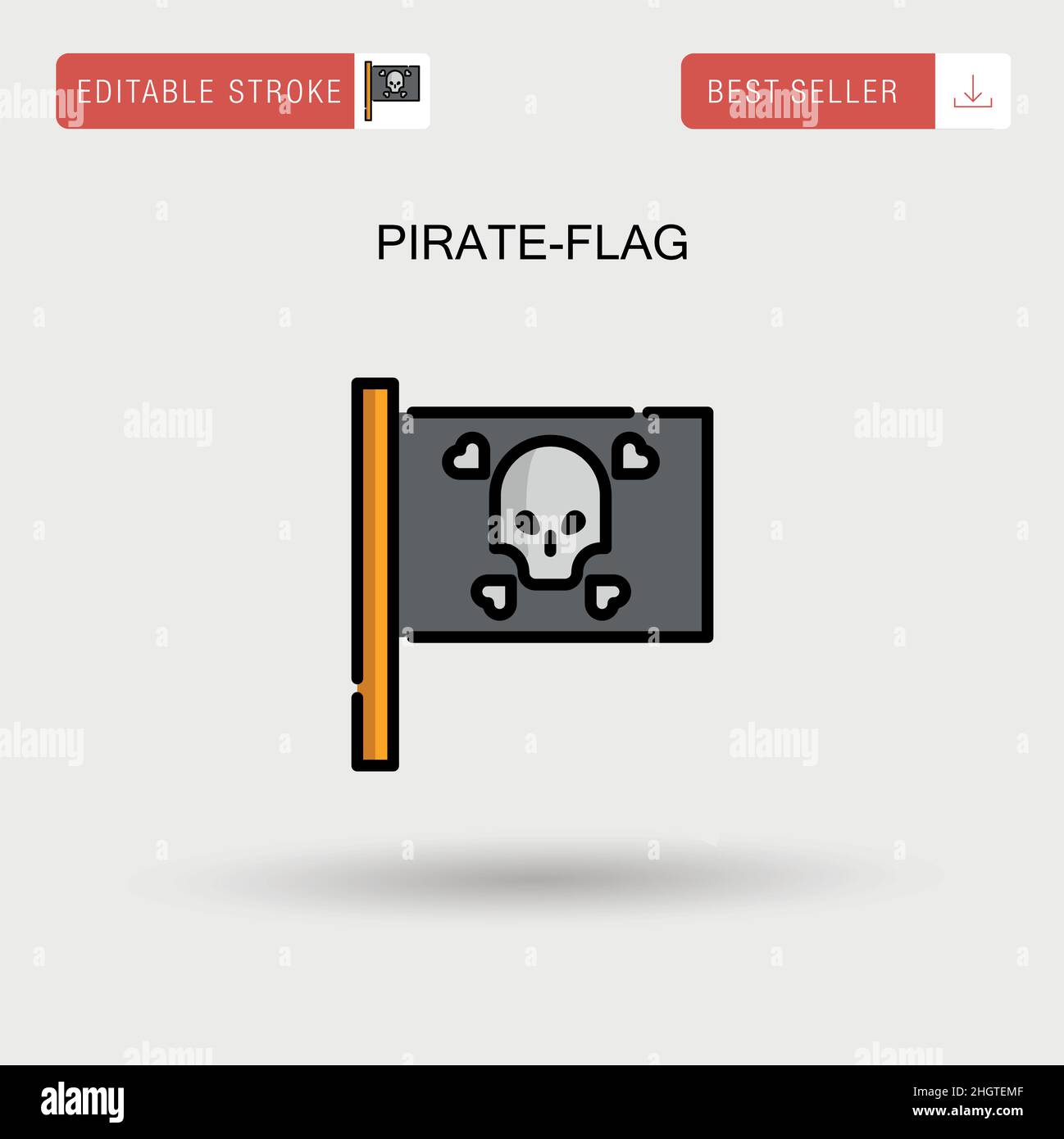 Icona vettore semplice con flag pirata. Illustrazione Vettoriale