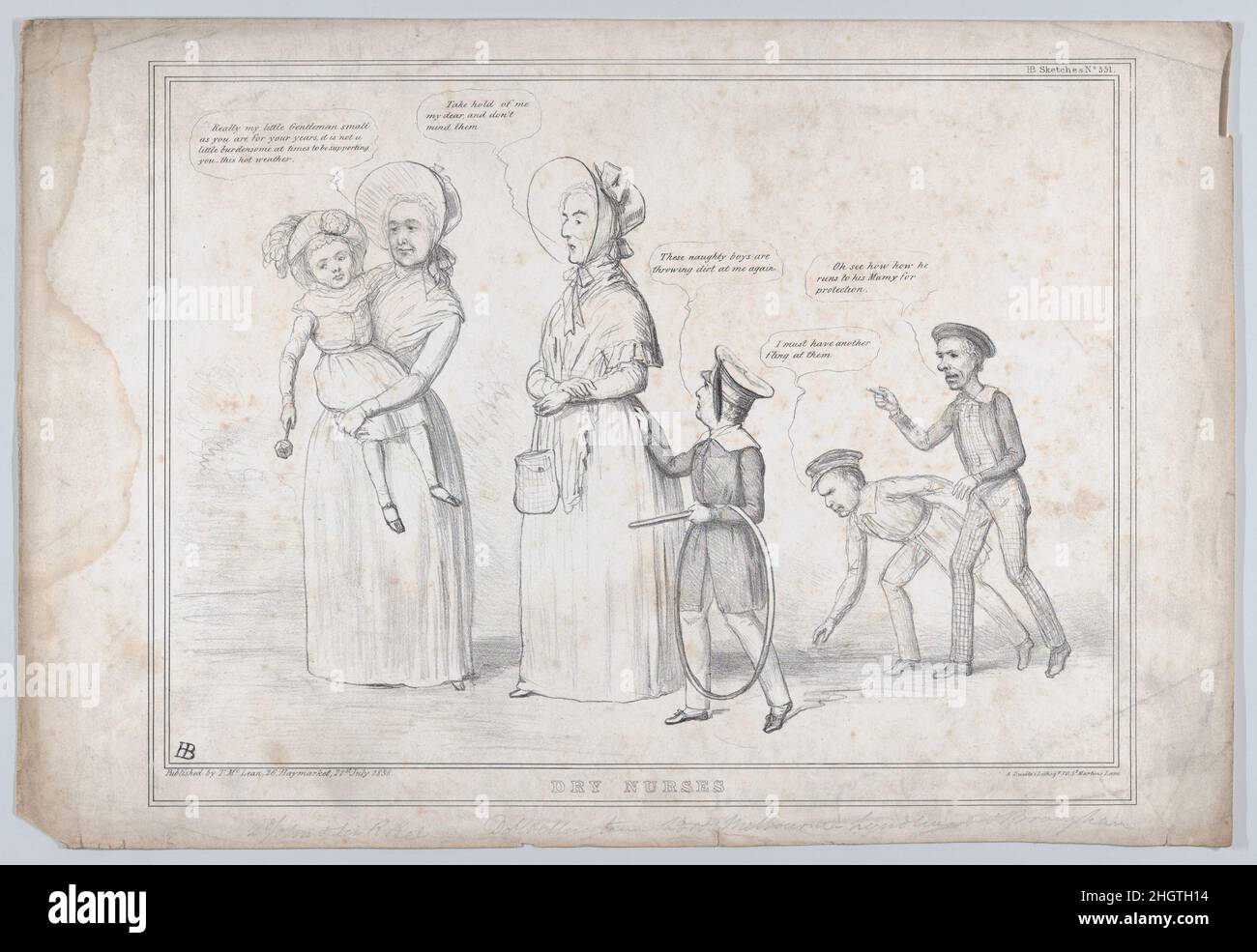 Infermieri a secco 21 luglio 1838 John Doyle. Infermieri a secco. Schizzi HB, n. 551. John Doyle (irlandese, Dublino 1797–1868 Londra). Luglio 21, 1838. Litografia. Thomas McLean (britannico, 1788–1875). Stampa Foto Stock