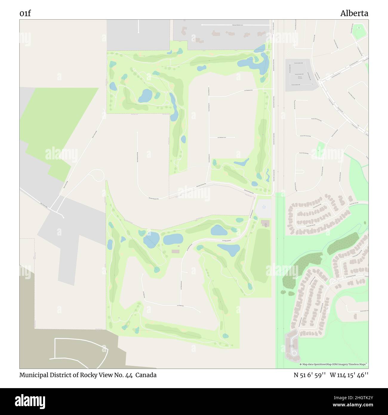 01F, Municipal District of Rocky View No. 44, Canada, Alberta, N 51 6' 59'', W 114 15' 46''', mappa, Timeless Map pubblicato nel 2021. Viaggiatori, esploratori e avventurieri come Florence Nightingale, David Livingstone, Ernest Shackleton, Lewis and Clark e Sherlock Holmes si sono affidati alle mappe per pianificare i viaggi verso gli angoli più remoti del mondo, Timeless Maps sta mappando la maggior parte delle località del mondo, mostrando il successo di grandi sogni Foto Stock