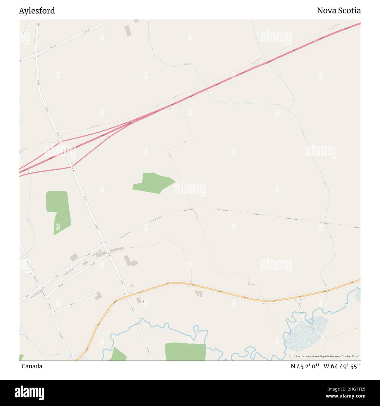 Aylesford, Canada, Nuova Scozia, N 45 2' 0'', W 64 49' 55'', mappa, mappa senza tempo pubblicata nel 2021. Viaggiatori, esploratori e avventurieri come Florence Nightingale, David Livingstone, Ernest Shackleton, Lewis and Clark e Sherlock Holmes si sono affidati alle mappe per pianificare i viaggi verso gli angoli più remoti del mondo, Timeless Maps sta mappando la maggior parte delle località del mondo, mostrando il successo di grandi sogni Foto Stock