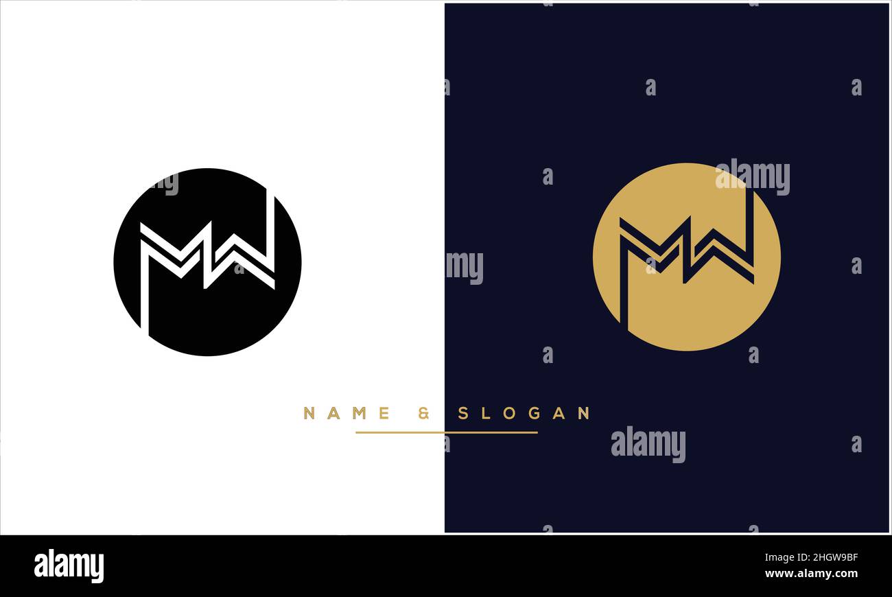 MW, WM Abstract Letters Logo MONOGRAMMA Illustrazione Vettoriale