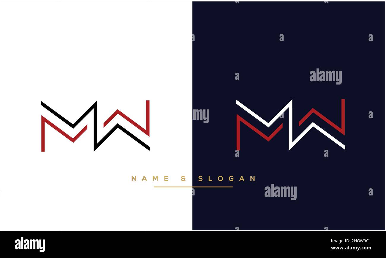 MW, WM Abstract Letters Logo MONOGRAMMA Illustrazione Vettoriale