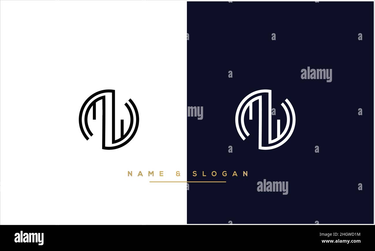 MW, WM Abstract Letters Logo MONOGRAMMA Illustrazione Vettoriale