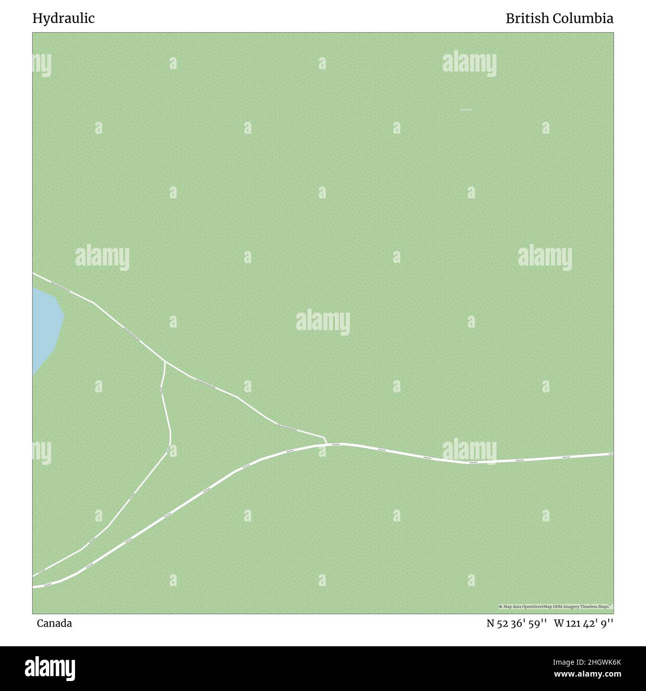 Hydraulic, Canada, British Columbia, N 52 36' 59'', W 121 42' 9'', mappa, Mappa senza tempo pubblicata nel 2021. Viaggiatori, esploratori e avventurieri come Florence Nightingale, David Livingstone, Ernest Shackleton, Lewis and Clark e Sherlock Holmes si sono affidati alle mappe per pianificare i viaggi verso gli angoli più remoti del mondo, Timeless Maps sta mappando la maggior parte delle località del mondo, mostrando il successo di grandi sogni Foto Stock
