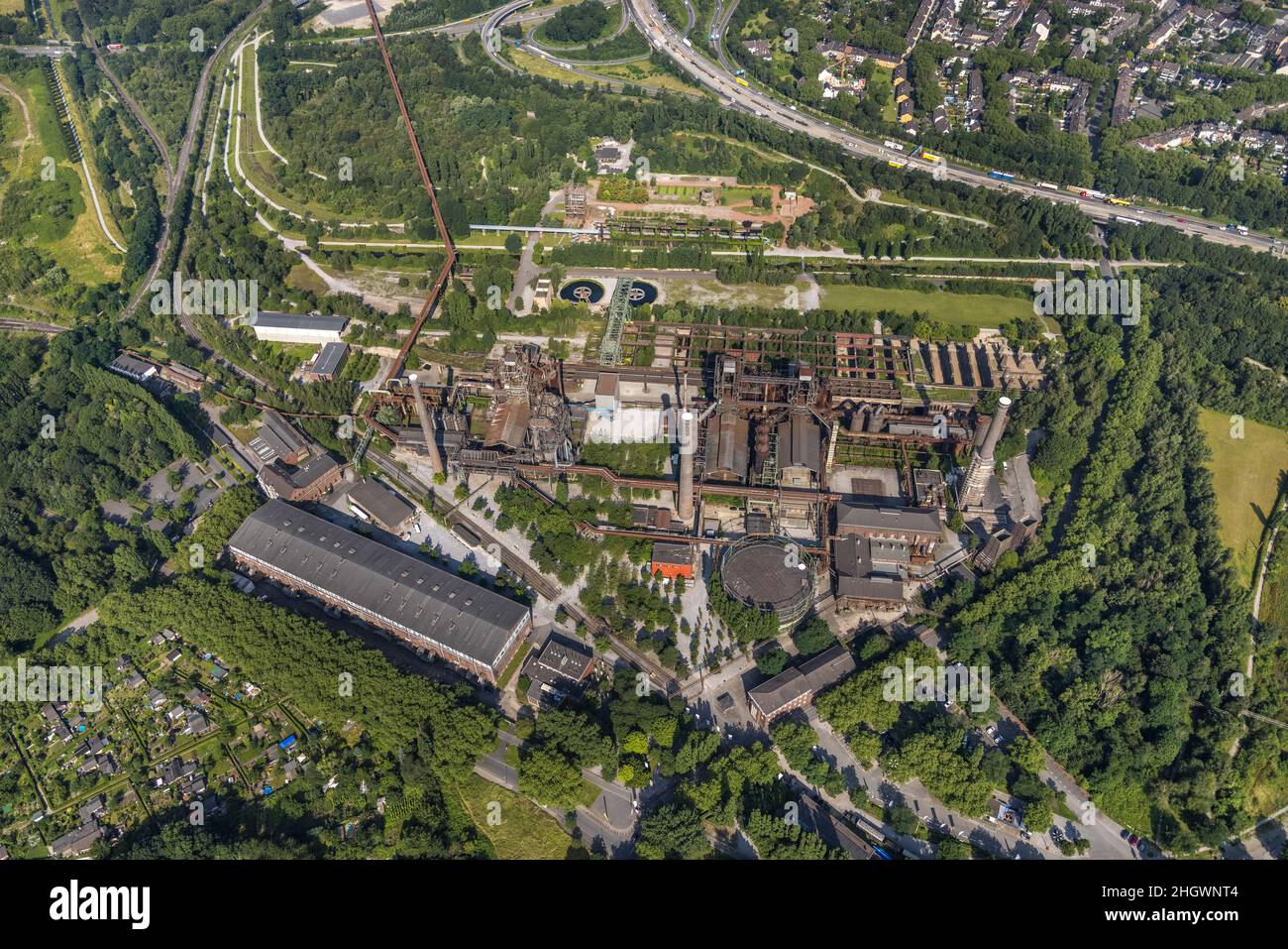 Vista aerea, LaPaDu-Landschaftspark Duisburg-Nord, Obermeiderich, Duisburg, zona della Ruhr, Renania settentrionale-Vestfalia, Germania, centro di attività, DE, Europa, Foto Stock