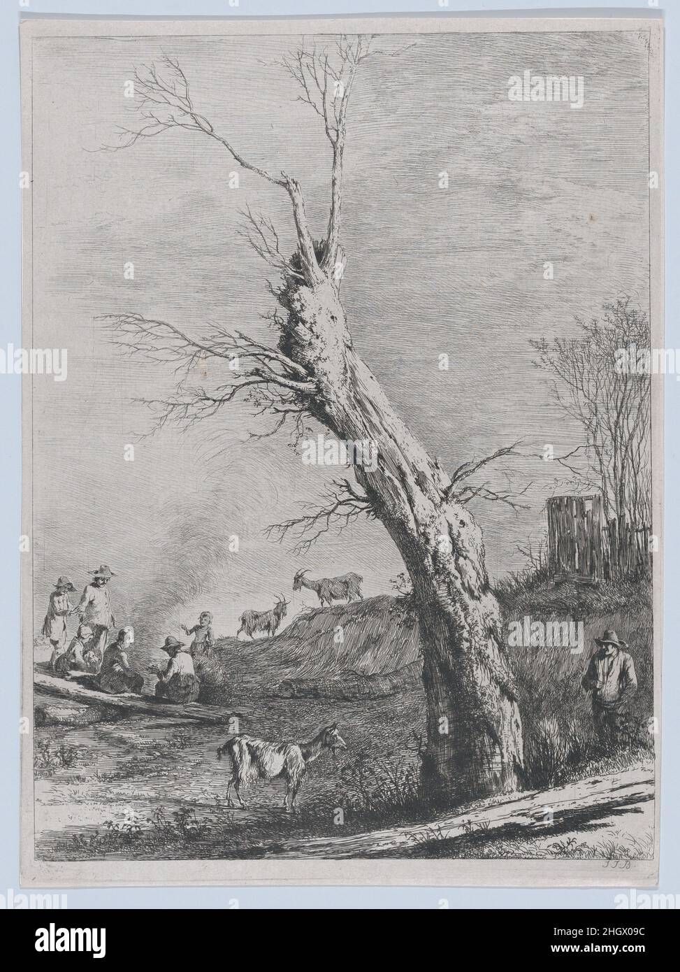 Inverno, dopo un disegno completato a Saint-Chamond 1795 Jean Jacques de Boissieu francese. Inverno, dopo un disegno completato a Saint-Chamond. Jean Jacques de Boissieu (francese, Lione 1736–1810 Lione). 1795. Attacco; quarto stato di quattro. Stampa Foto Stock