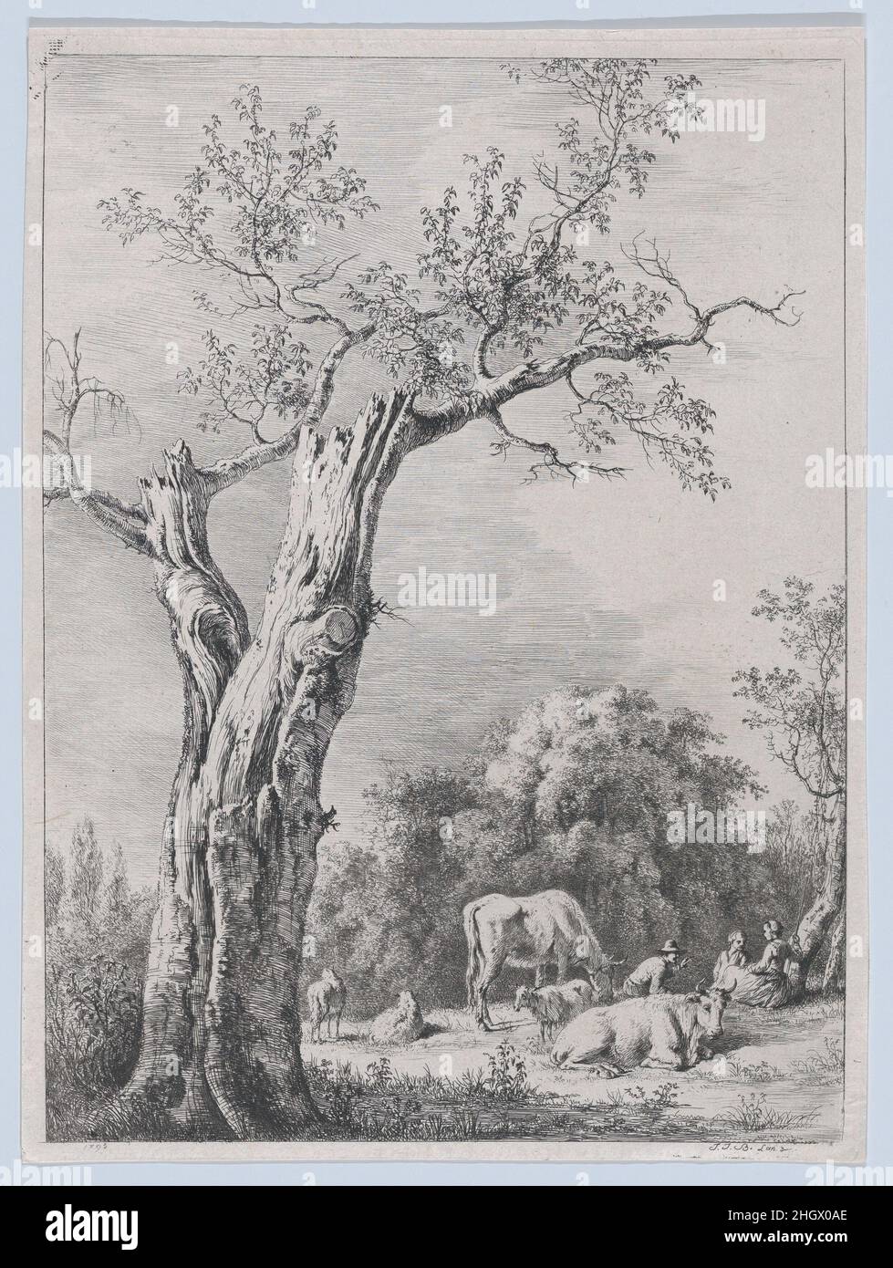 Primavera, dopo un disegno completato a Saint-Chamond 1795 Jean Jacques de Boissieu francese. Primavera, dopo un disegno completato a Saint-Chamond. Jean Jacques de Boissieu (francese, Lione 1736–1810 Lione). 1795. Incisione; terzo stato di quattro. Stampa Foto Stock