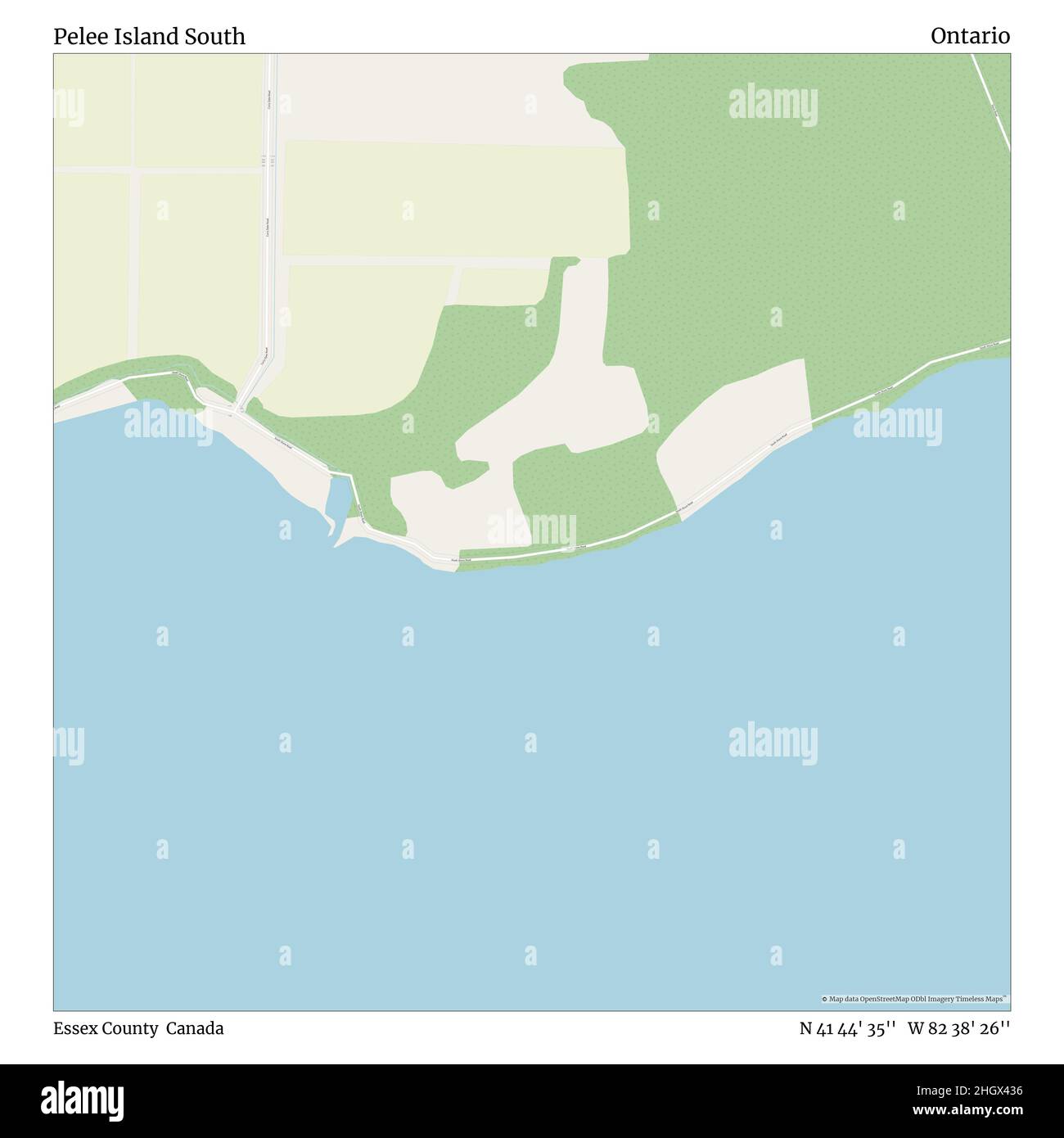 Pelee Island South, Essex County, Canada, Ontario, N 41 44' 35'', W 82 38' 26''', mappa, mappa senza tempo pubblicata nel 2021. Viaggiatori, esploratori e avventurieri come Florence Nightingale, David Livingstone, Ernest Shackleton, Lewis and Clark e Sherlock Holmes si sono affidati alle mappe per pianificare i viaggi verso gli angoli più remoti del mondo, Timeless Maps sta mappando la maggior parte delle località del mondo, mostrando il successo di grandi sogni Foto Stock