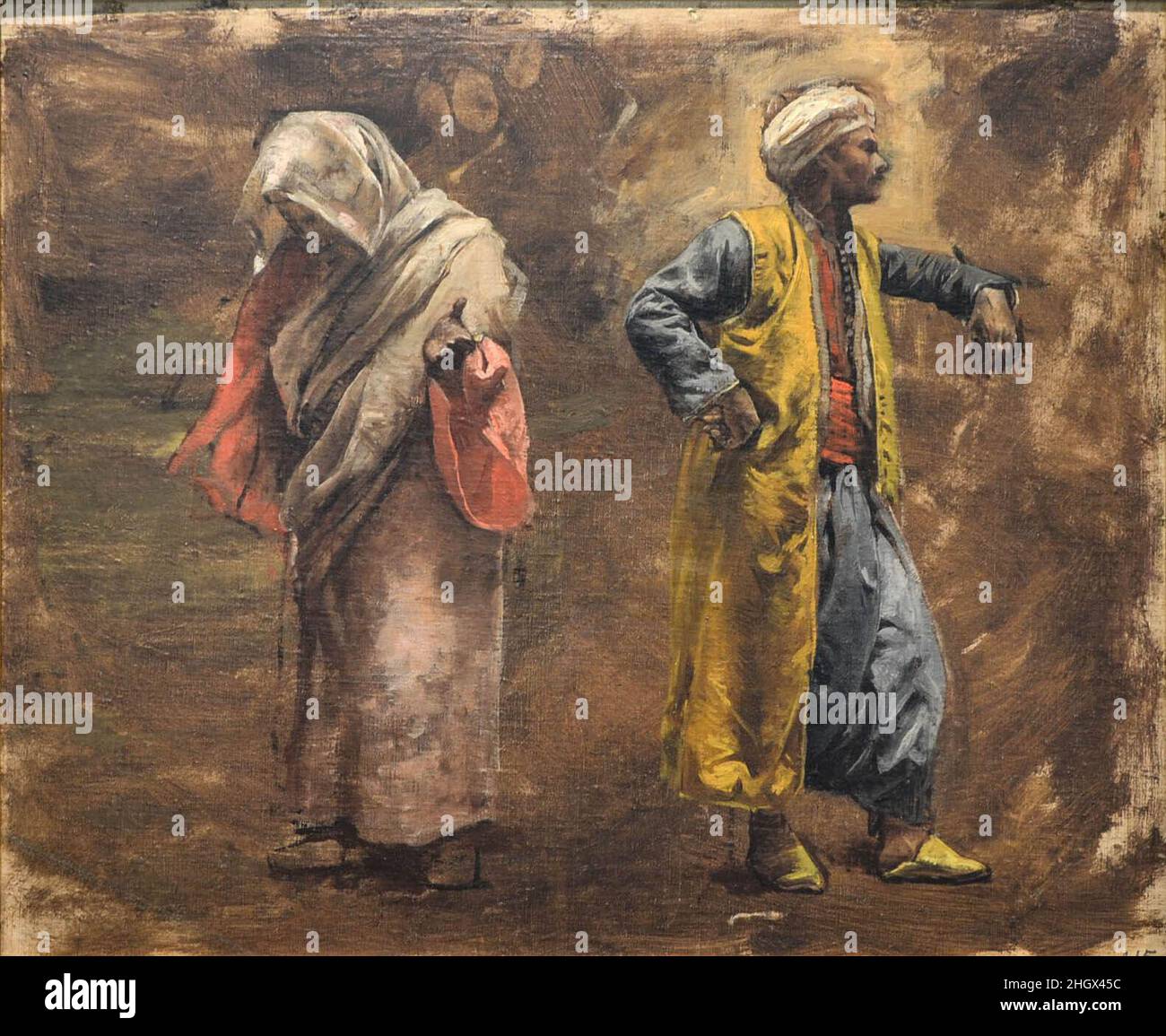 Studio di due figure ca. 1878 settimane di Edwin Lord. Studio di due figure. Edwin Lord Weeks (American, Boston, Massachusetts, 1849–1903 Parigi). Americano. CA. 1878. Olio su tela, deposto su Masonite Foto Stock