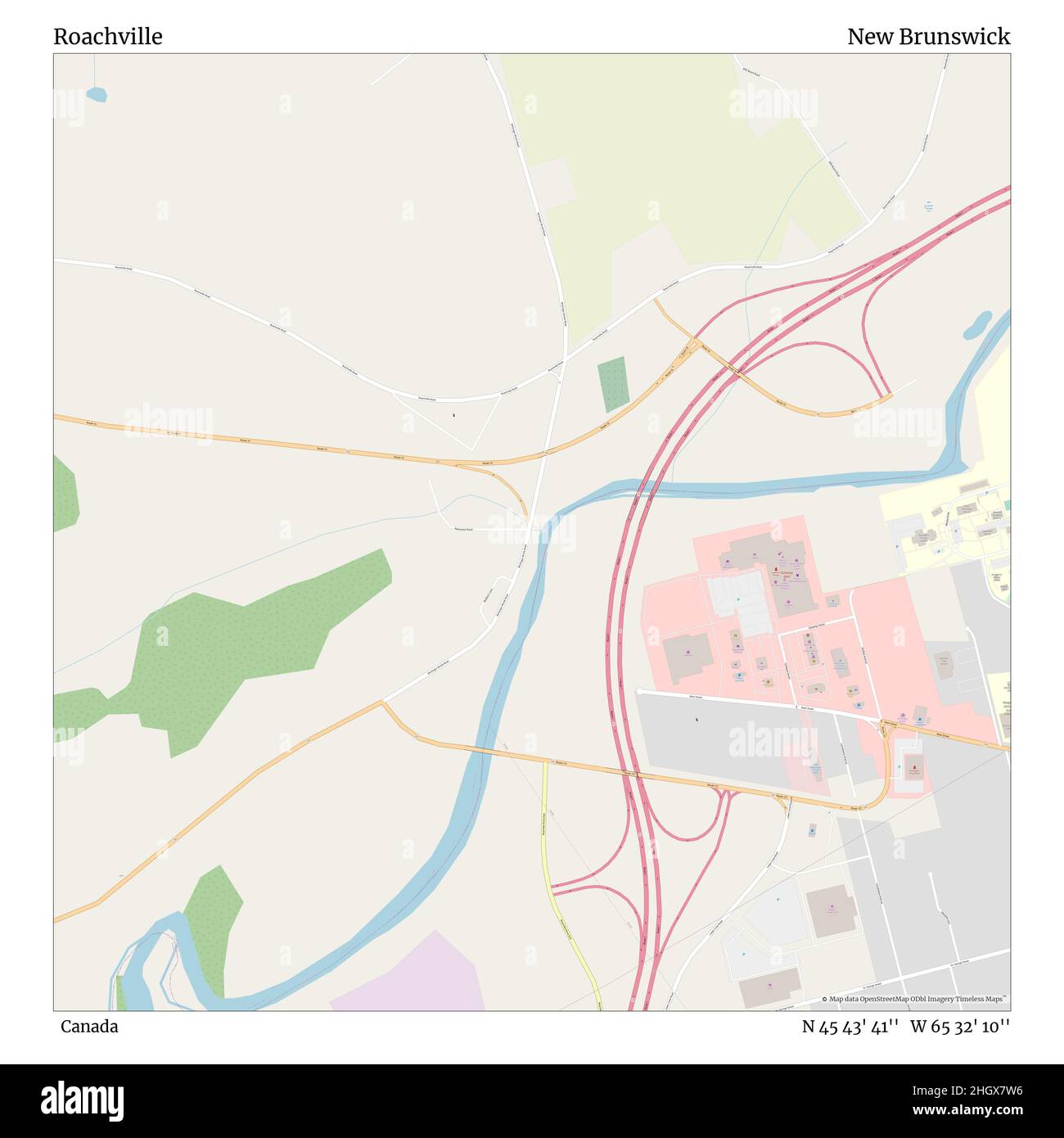 Roachville, Canada, New Brunswick, N 45 43' 41'', W 65 32' 10'', mappa