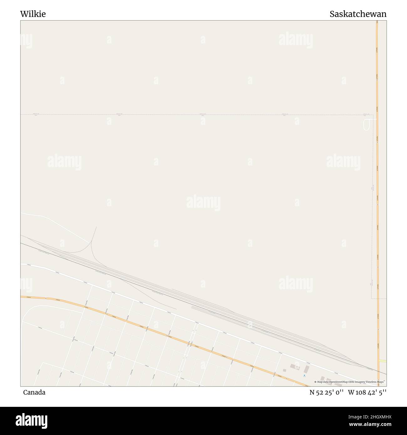 Wilkie, Canada, Saskatchewan, N 52 25' 0'', W 108 42' 5''', mappa, mappa senza tempo pubblicata nel 2021. Viaggiatori, esploratori e avventurieri come Florence Nightingale, David Livingstone, Ernest Shackleton, Lewis and Clark e Sherlock Holmes si sono affidati alle mappe per pianificare i viaggi verso gli angoli più remoti del mondo, Timeless Maps sta mappando la maggior parte delle località del mondo, mostrando il successo di grandi sogni Foto Stock