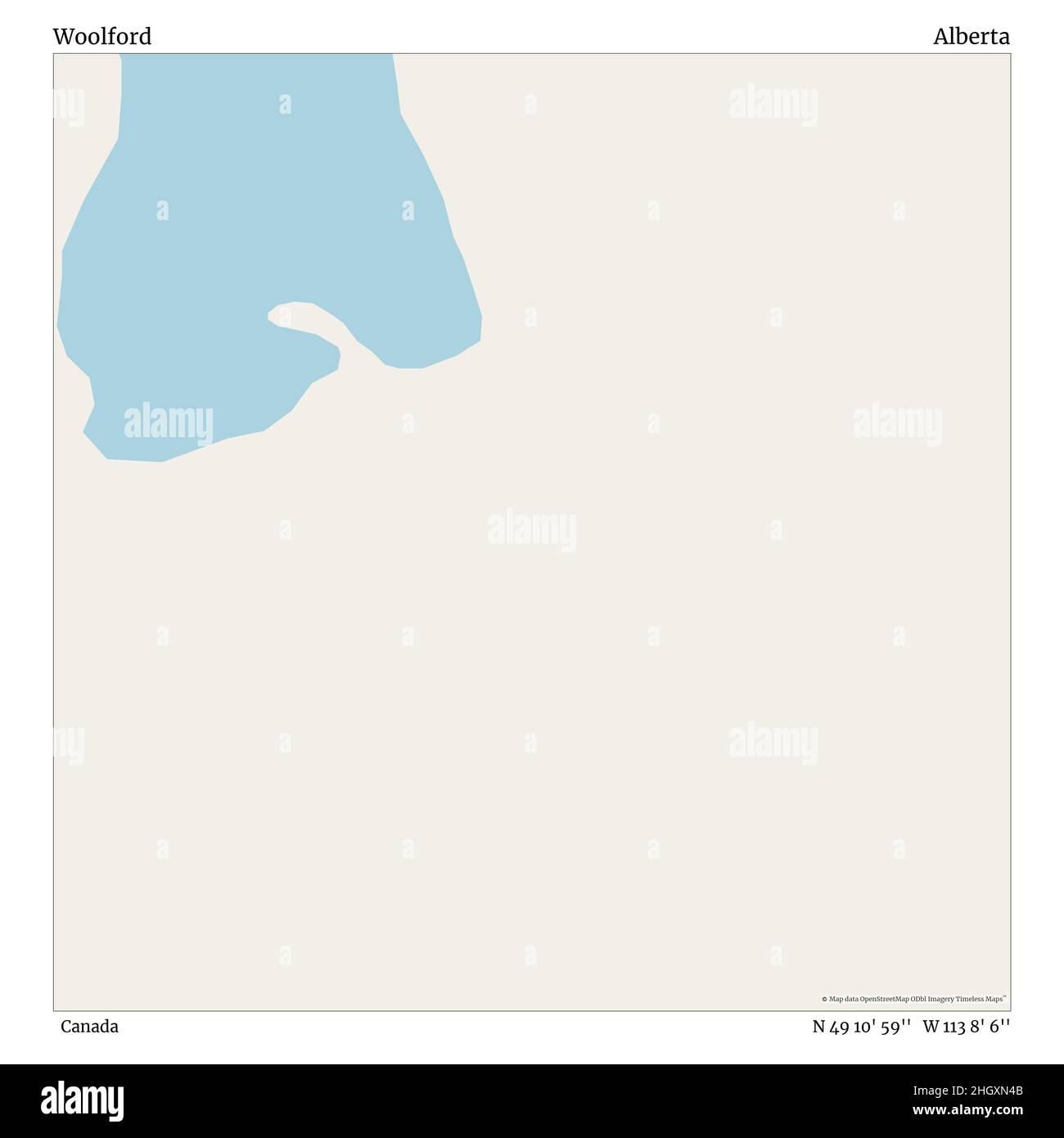 Woolford, Canada, Alberta, N 49 10' 59'', W 113 8' 6'', mappa, mappa senza tempo pubblicata nel 2021. Viaggiatori, esploratori e avventurieri come Florence Nightingale, David Livingstone, Ernest Shackleton, Lewis and Clark e Sherlock Holmes si sono affidati alle mappe per pianificare i viaggi verso gli angoli più remoti del mondo, Timeless Maps sta mappando la maggior parte delle località del mondo, mostrando il successo di grandi sogni Foto Stock