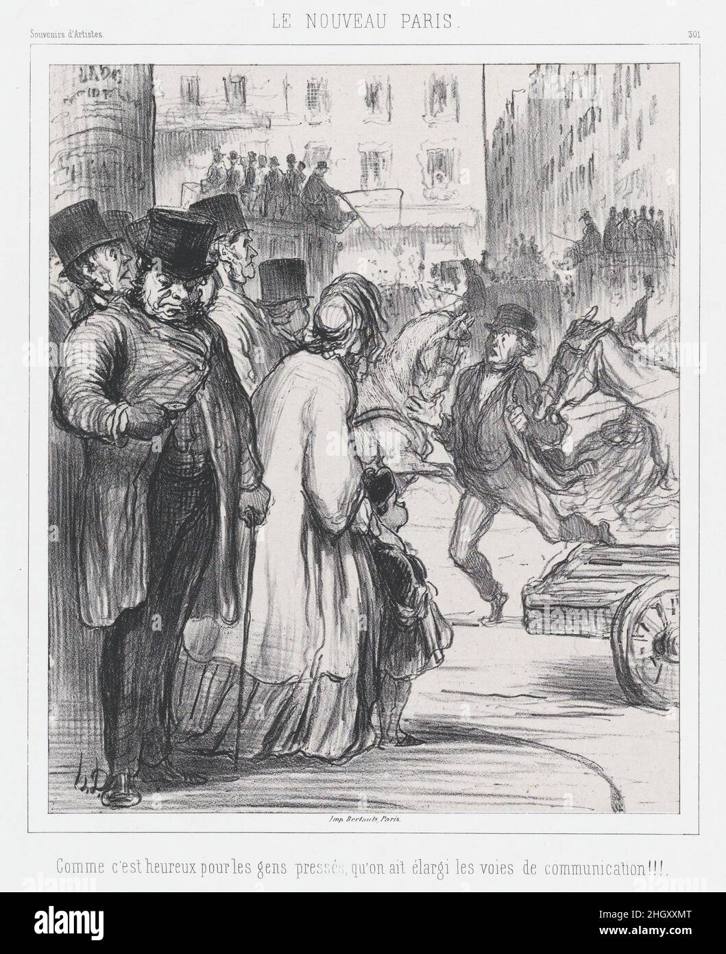 La Nuova Parigi, come fortunata per coloro che hanno fretta che le strade sono state allargate!!!, pubblicato in souvenir d'Artistes 6 aprile 1862 Honoré Daumier. La Nuova Parigi, come fortunata per coloro che hanno fretta che le strade sono state allargate!!!, pubblicato in Souvenirs d'Artistes. Honoré Daumier (francese, Marsiglia 1808–1879 Valmondois). Aprile 6, 1862. Litografia; secondo stato di due (Delteil). Stampa Foto Stock
