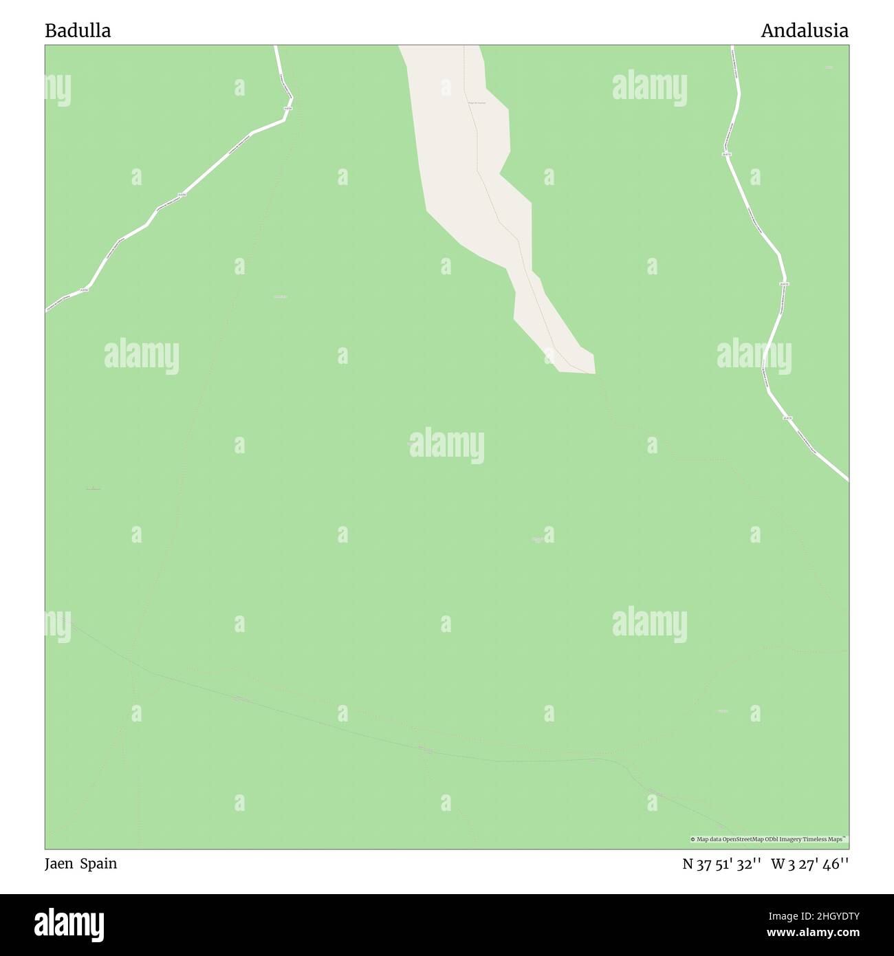 Badulla, Jaen, Spagna, Andalusia, N 37 51' 32'', W 3 27' 46''', mappa, mappa senza tempo pubblicata nel 2021. Viaggiatori, esploratori e avventurieri come Florence Nightingale, David Livingstone, Ernest Shackleton, Lewis and Clark e Sherlock Holmes si sono affidati alle mappe per pianificare i viaggi verso gli angoli più remoti del mondo, Timeless Maps sta mappando la maggior parte delle località del mondo, mostrando il successo di grandi sogni Foto Stock