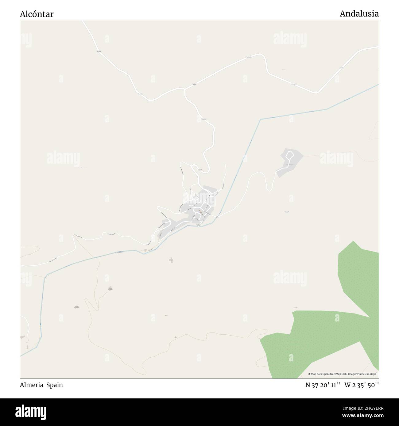 Alcóntar, Almeria, Spagna, Andalusia, N 37 20' 11'', W 2 35' 50''', mappa, mappa senza tempo pubblicata nel 2021. Viaggiatori, esploratori e avventurieri come Florence Nightingale, David Livingstone, Ernest Shackleton, Lewis and Clark e Sherlock Holmes si sono affidati alle mappe per pianificare i viaggi verso gli angoli più remoti del mondo, Timeless Maps sta mappando la maggior parte delle località del mondo, mostrando il successo di grandi sogni Foto Stock