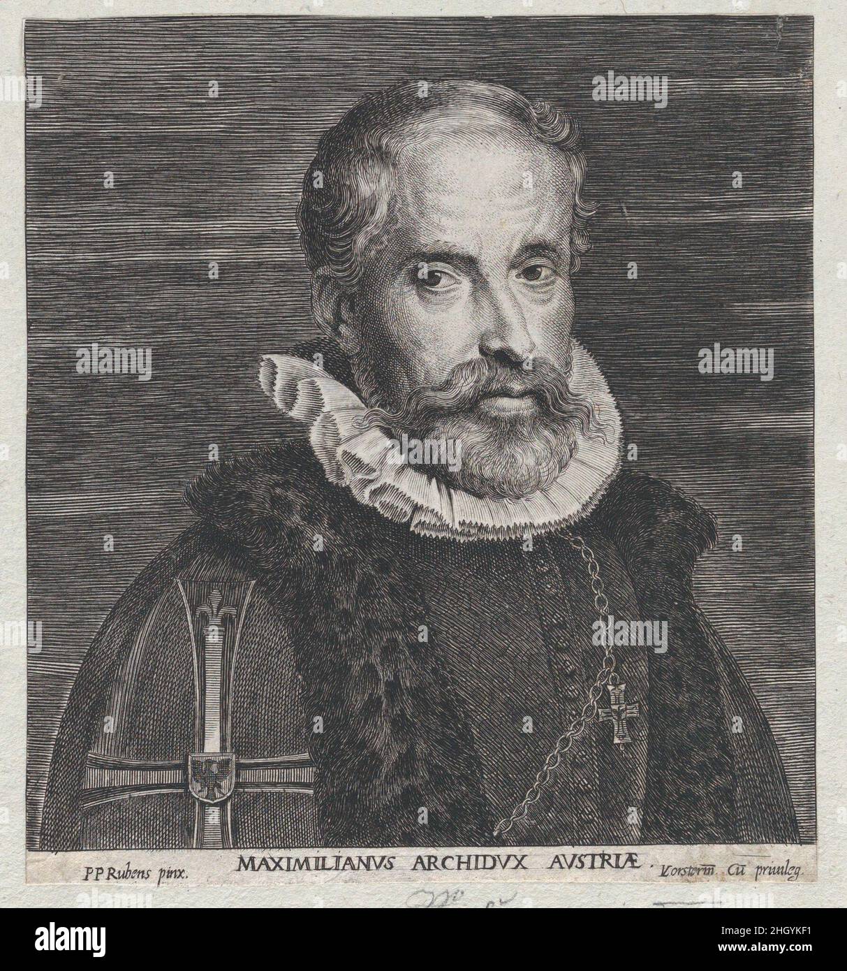 Ritratto di Massimiliano III, Arciduca d'Austria ca. 1650 Lucas Vorsterman i Fiammingo. Ritratto di Massimiliano III, Arciduca d'Austria. Lucas Vorsterman i (Fiammingo, Zaltbommel 1595–1675 Anversa). CA. 1650. Incisione; primo stato di tre (Hollstein). Ritratto di Massimiliano III, Arciduca d'Austria (Austria, Wiener Neustadt 1558–1618 Vienna). Stampa Foto Stock