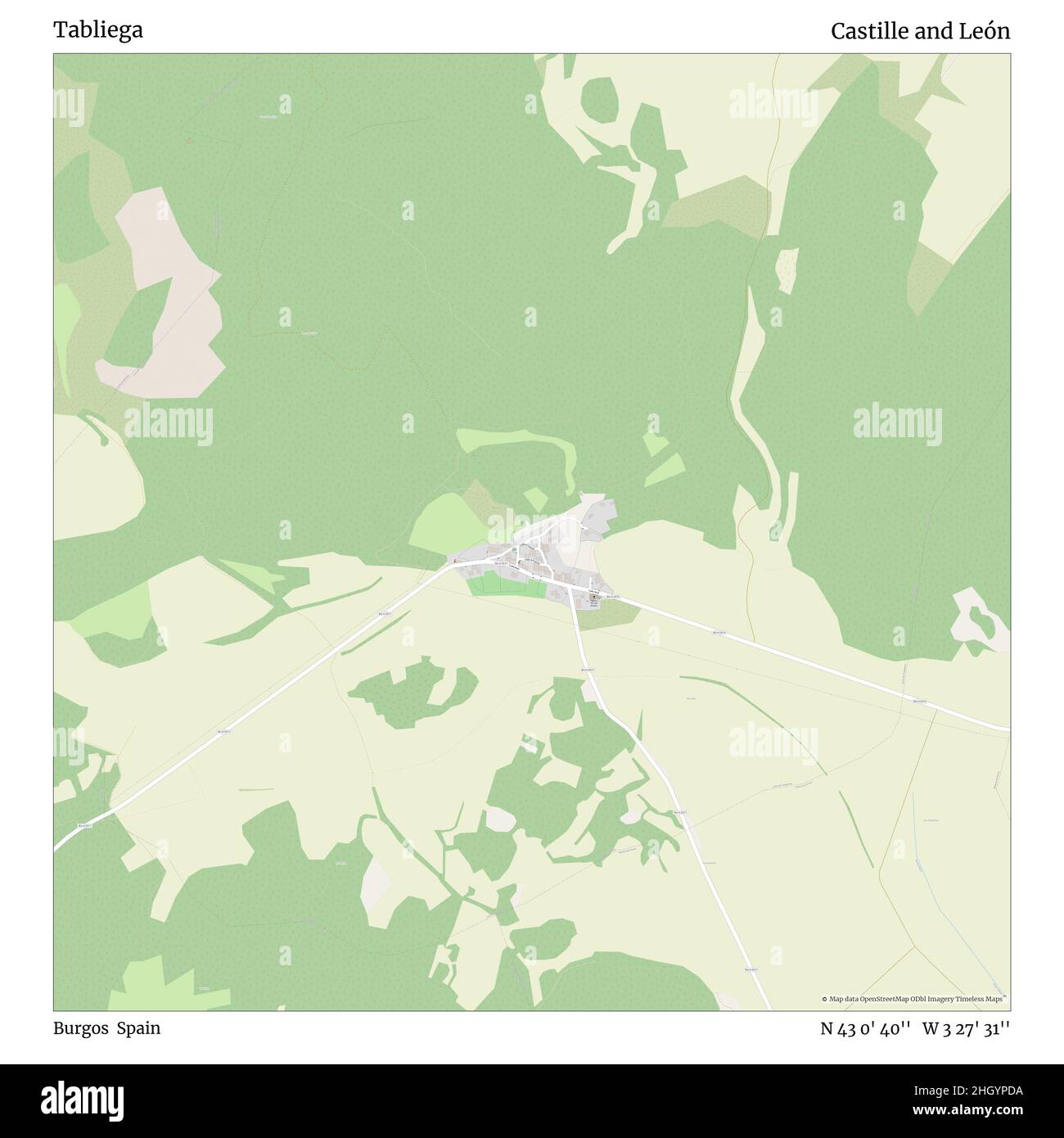 Tabliega, Burgos, Spagna, Castille e León, N 43 0' 40''', W 3 27' 31''', mappa, mappa senza tempo pubblicata nel 2021. Viaggiatori, esploratori e avventurieri come Florence Nightingale, David Livingstone, Ernest Shackleton, Lewis and Clark e Sherlock Holmes si sono affidati alle mappe per pianificare i viaggi verso gli angoli più remoti del mondo, Timeless Maps sta mappando la maggior parte delle località del mondo, mostrando il successo di grandi sogni Foto Stock