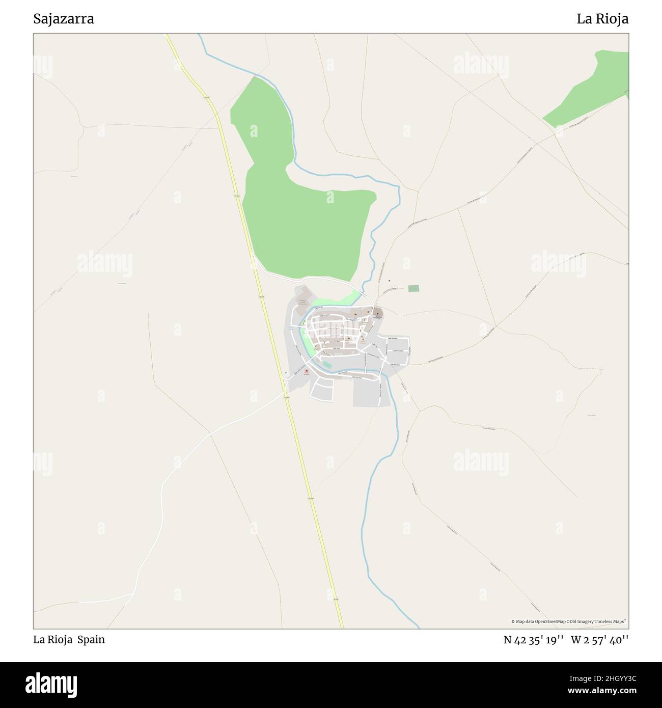 Sajazarra, la Rioja, Spagna, la Rioja, N 42 35' 19'', W 2 57' 40''', mappa, mappa senza tempo pubblicata nel 2021. Viaggiatori, esploratori e avventurieri come Florence Nightingale, David Livingstone, Ernest Shackleton, Lewis and Clark e Sherlock Holmes si sono affidati alle mappe per pianificare i viaggi verso gli angoli più remoti del mondo, Timeless Maps sta mappando la maggior parte delle località del mondo, mostrando il successo di grandi sogni Foto Stock