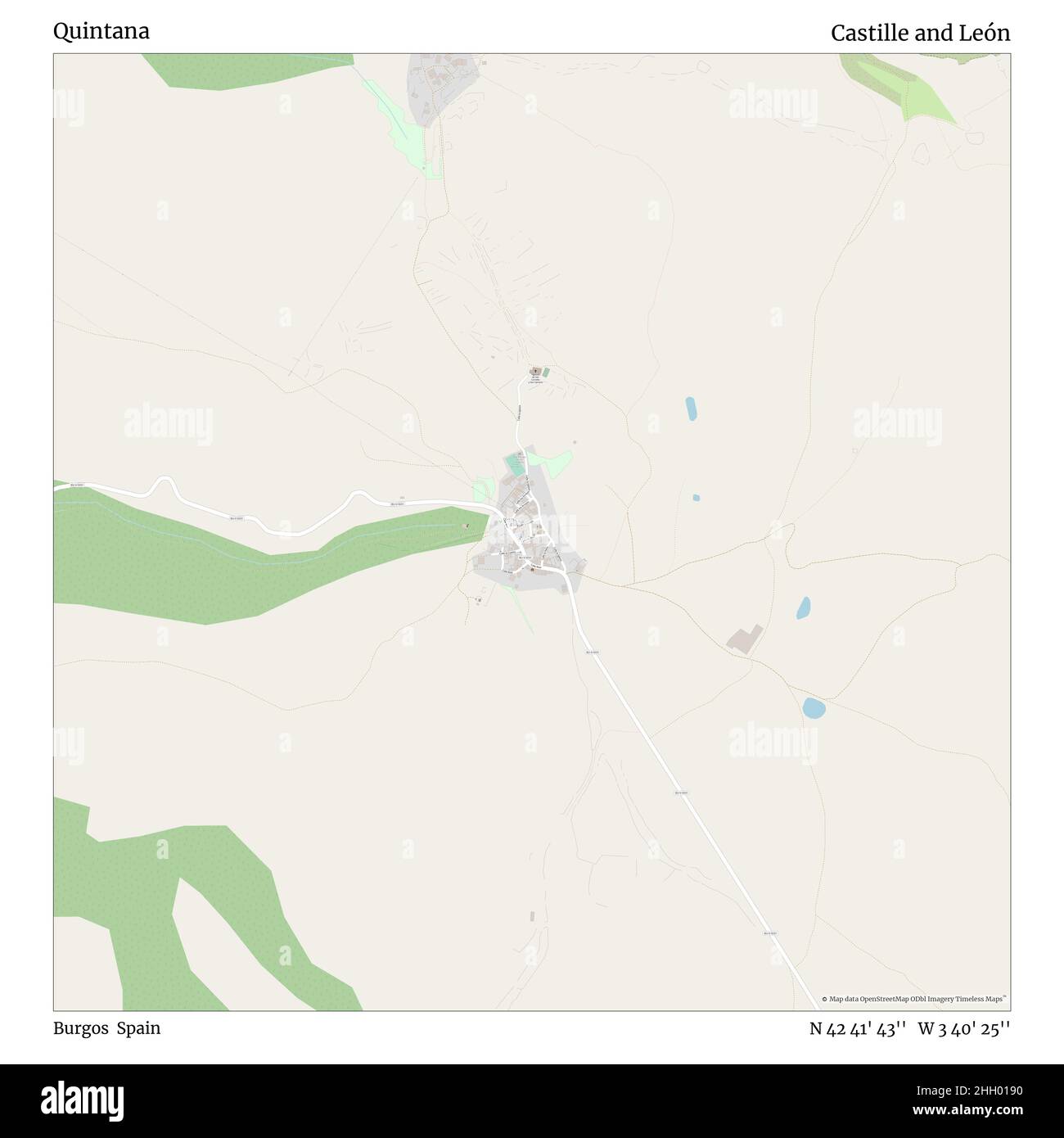 Quintana, Burgos, Spagna, Castiglia e León, N 42 41' 43''', W 3 40' 25''', mappa, mappa senza tempo pubblicata nel 2021. Viaggiatori, esploratori e avventurieri come Florence Nightingale, David Livingstone, Ernest Shackleton, Lewis and Clark e Sherlock Holmes si sono affidati alle mappe per pianificare i viaggi verso gli angoli più remoti del mondo, Timeless Maps sta mappando la maggior parte delle località del mondo, mostrando il successo di grandi sogni Foto Stock