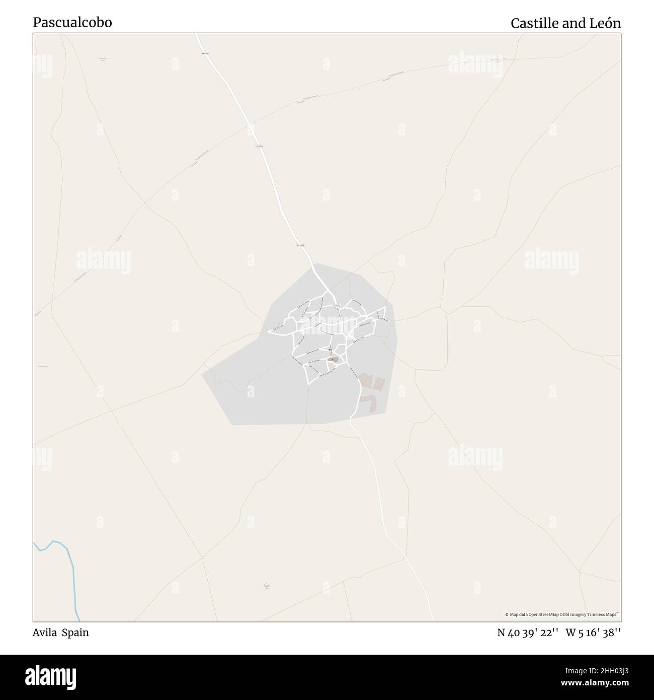Pascualcombo, Avila, Spagna, Castiglia e León, N 40 39' 22'', W 5 16' 38''', mappa, mappa senza tempo pubblicata nel 2021. Viaggiatori, esploratori e avventurieri come Florence Nightingale, David Livingstone, Ernest Shackleton, Lewis and Clark e Sherlock Holmes si sono affidati alle mappe per pianificare i viaggi verso gli angoli più remoti del mondo, Timeless Maps sta mappando la maggior parte delle località del mondo, mostrando il successo di grandi sogni Foto Stock