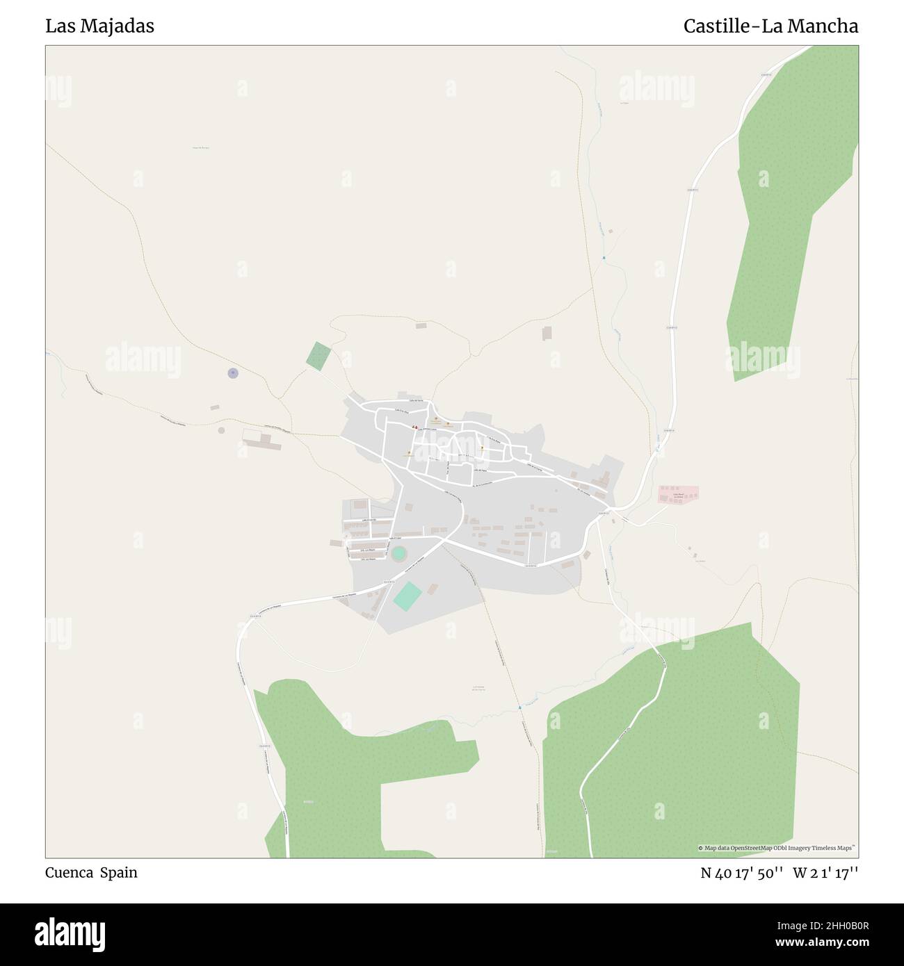 Las Majadas, Cuenca, Spagna, Castille-la Mancha, N 40 17' 50''', W 2 1' 17''', mappa, mappa senza tempo pubblicata nel 2021. Viaggiatori, esploratori e avventurieri come Florence Nightingale, David Livingstone, Ernest Shackleton, Lewis and Clark e Sherlock Holmes si sono affidati alle mappe per pianificare i viaggi verso gli angoli più remoti del mondo, Timeless Maps sta mappando la maggior parte delle località del mondo, mostrando il successo di grandi sogni Foto Stock