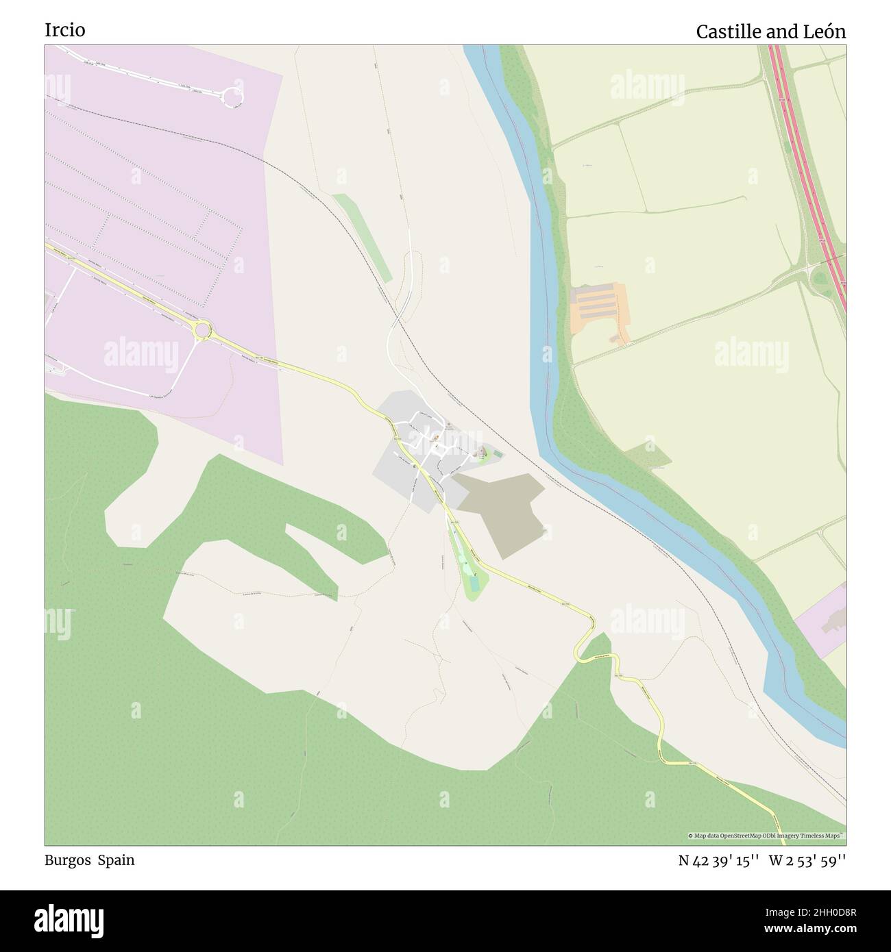 Ircio, Burgos, Spagna, Castiglia e León, N 42 39' 15''', W 2 53' 59''', mappa, mappa senza tempo pubblicata nel 2021. Viaggiatori, esploratori e avventurieri come Florence Nightingale, David Livingstone, Ernest Shackleton, Lewis and Clark e Sherlock Holmes si sono affidati alle mappe per pianificare i viaggi verso gli angoli più remoti del mondo, Timeless Maps sta mappando la maggior parte delle località del mondo, mostrando il successo di grandi sogni Foto Stock