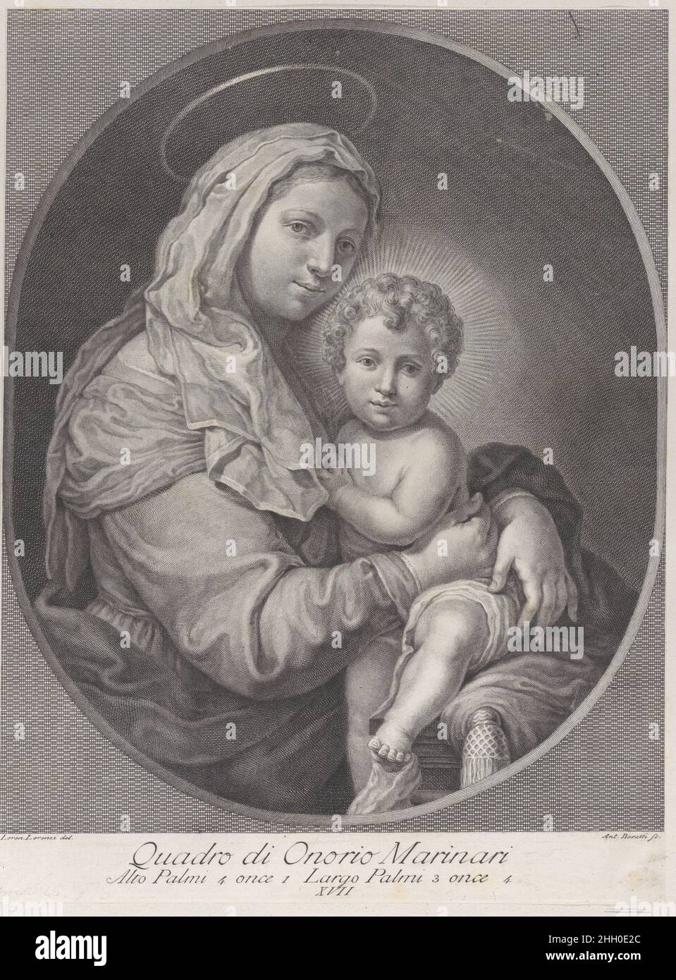 Vergine e Bambino ca. 1750–74 relatore intermediario Lorenzo Lorenzi. Vergine e Bambino. Antonio Baratti (italiano, 1724–1787). CA. 1750–74. Incisione. Stampa Foto Stock